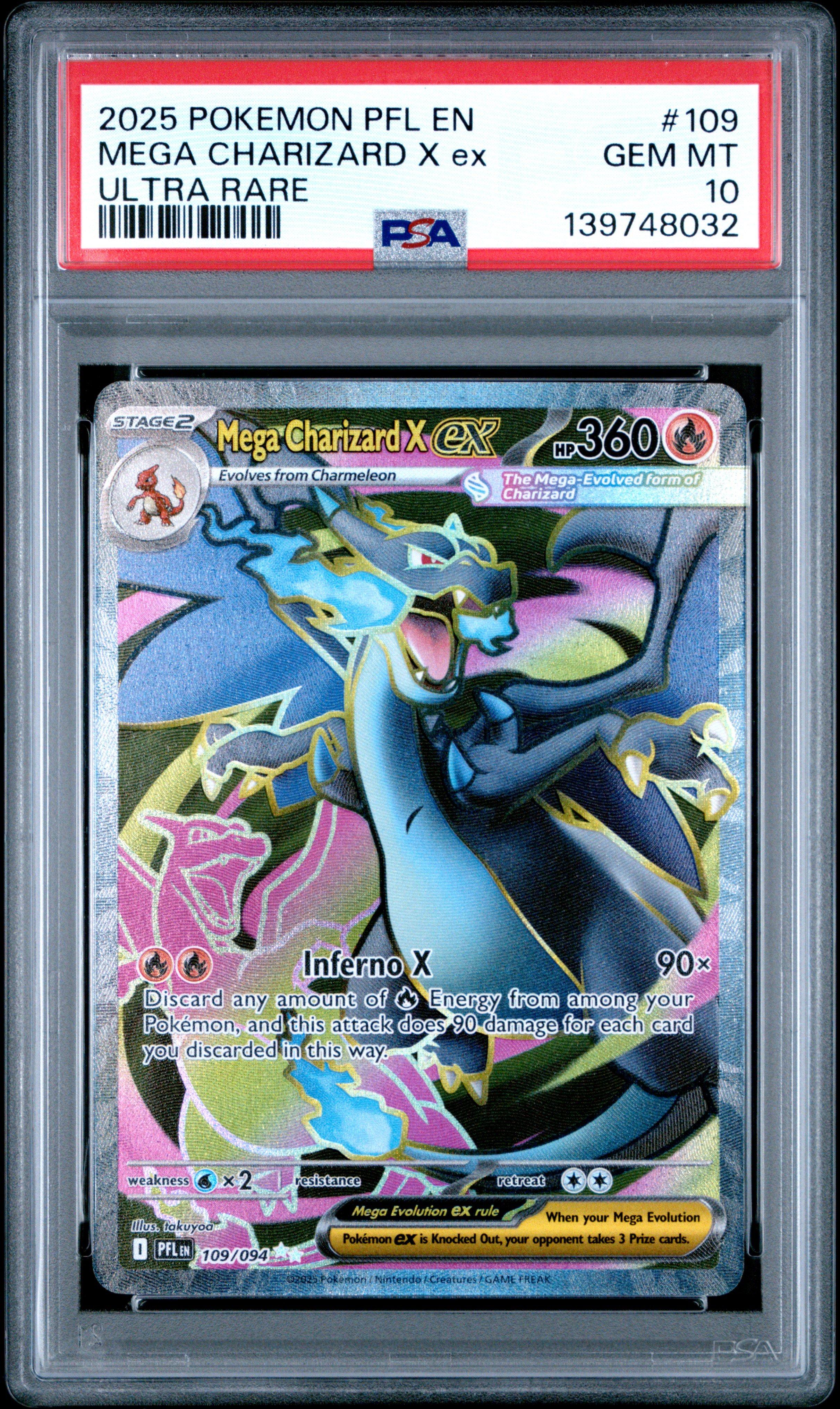 2025 Pokemon Pfl En-phantasmal Flames 109 Mega Charizard X Ex