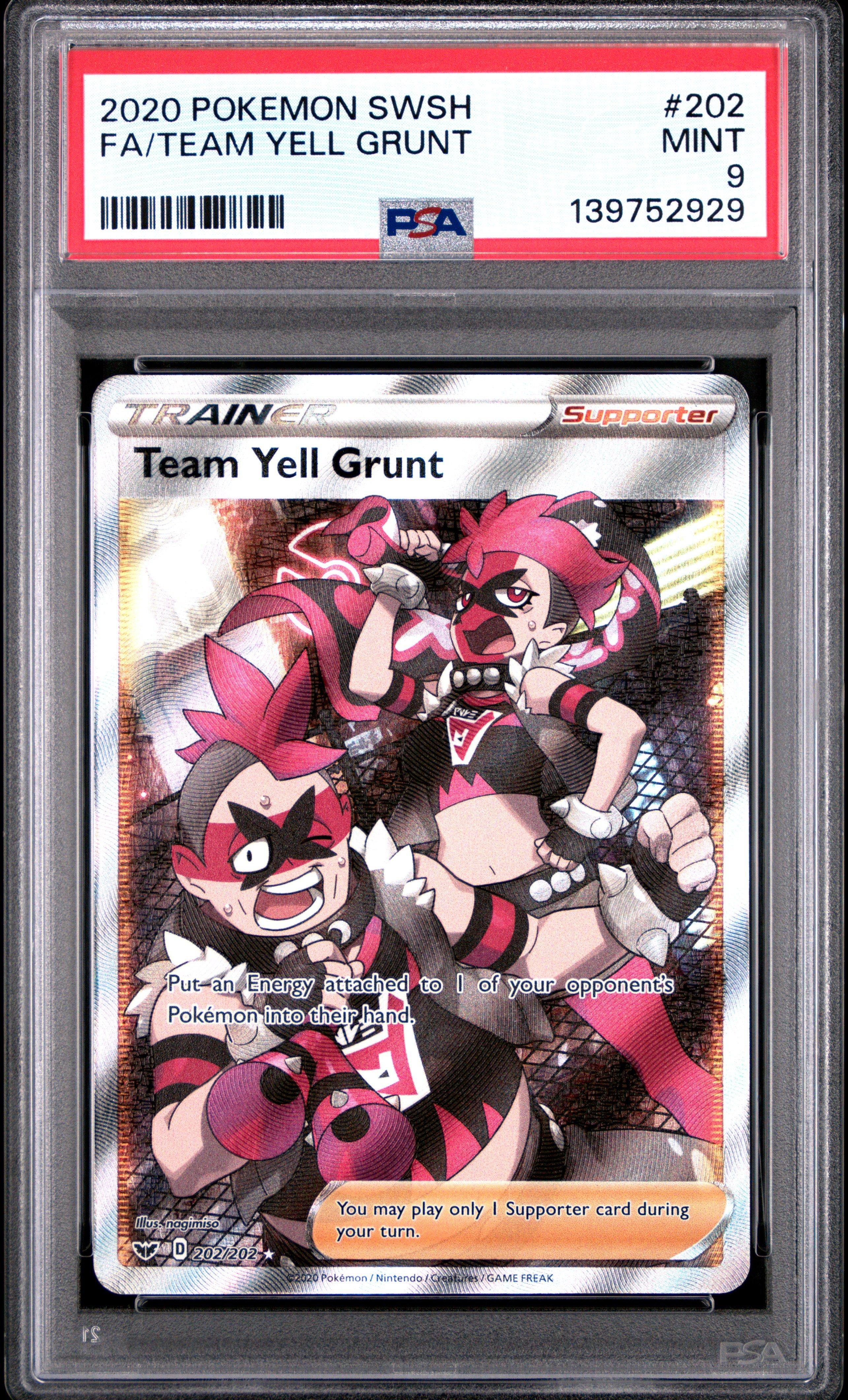 2020 Pokemon Sword & Shield 202 Full Art/team Yell Grunt PSA