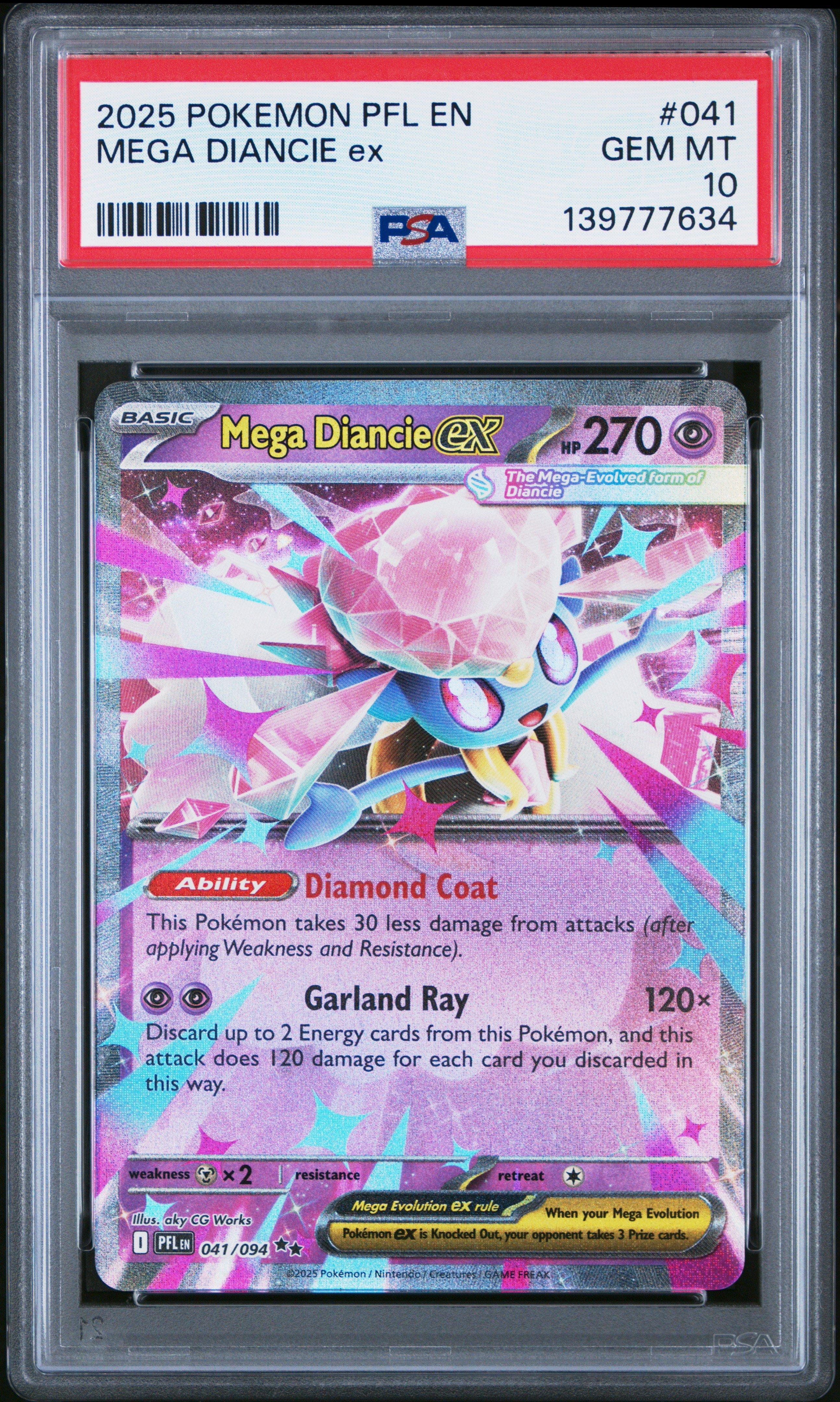 2025 Pokemon Pfl En-phantasmal Flames 041 Mega Diancie Ex PSA 10
