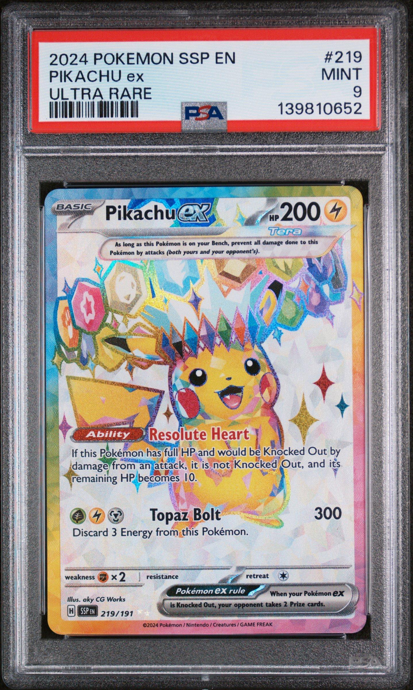 2024 Pokemon Ssp En-surging Sparks 219 Pikachu Ex Ultra Rare PSA 9