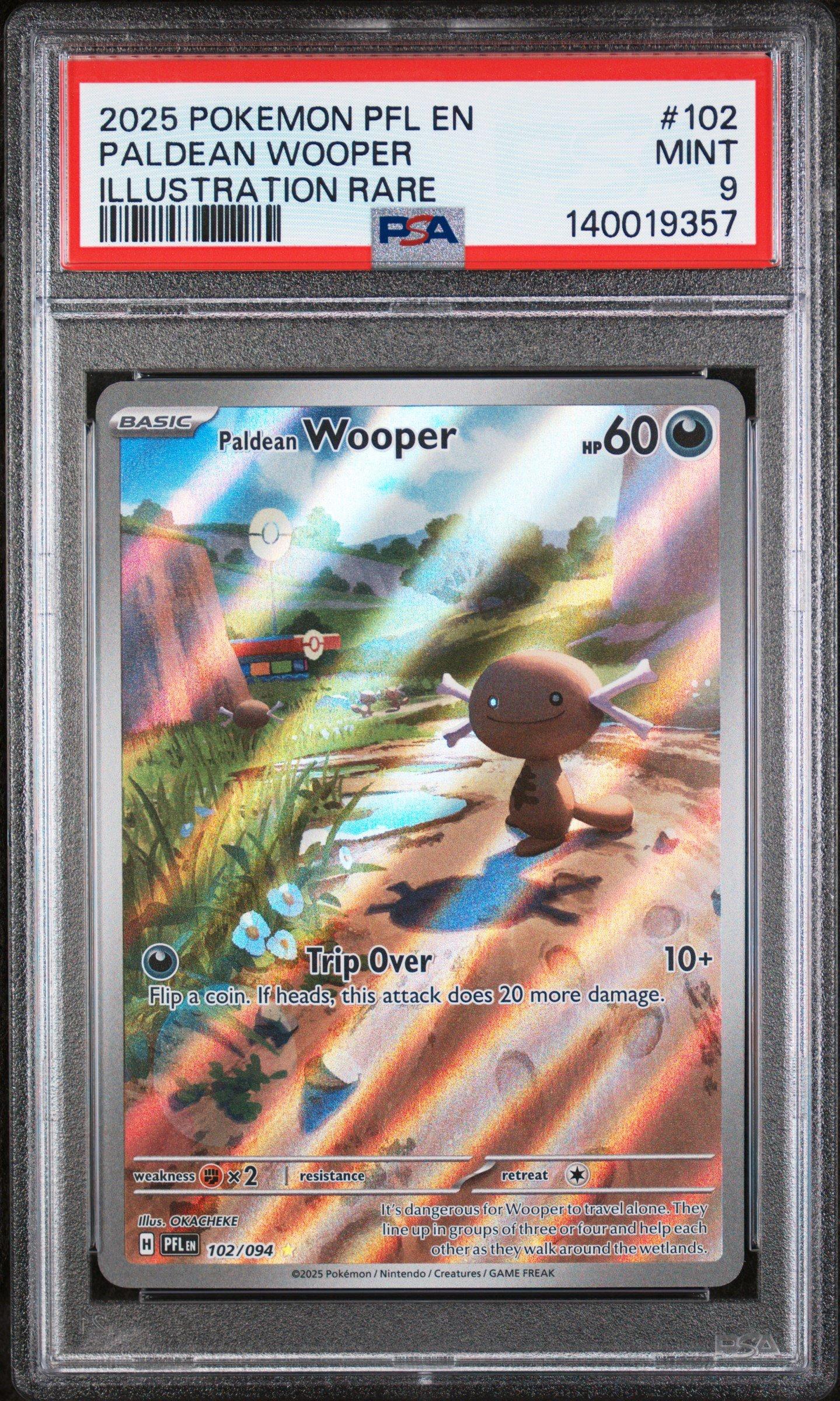 2025 Pokemon Pfl En-phantasmal Flames 102 Paldean Wooper Illustration Rare PSA