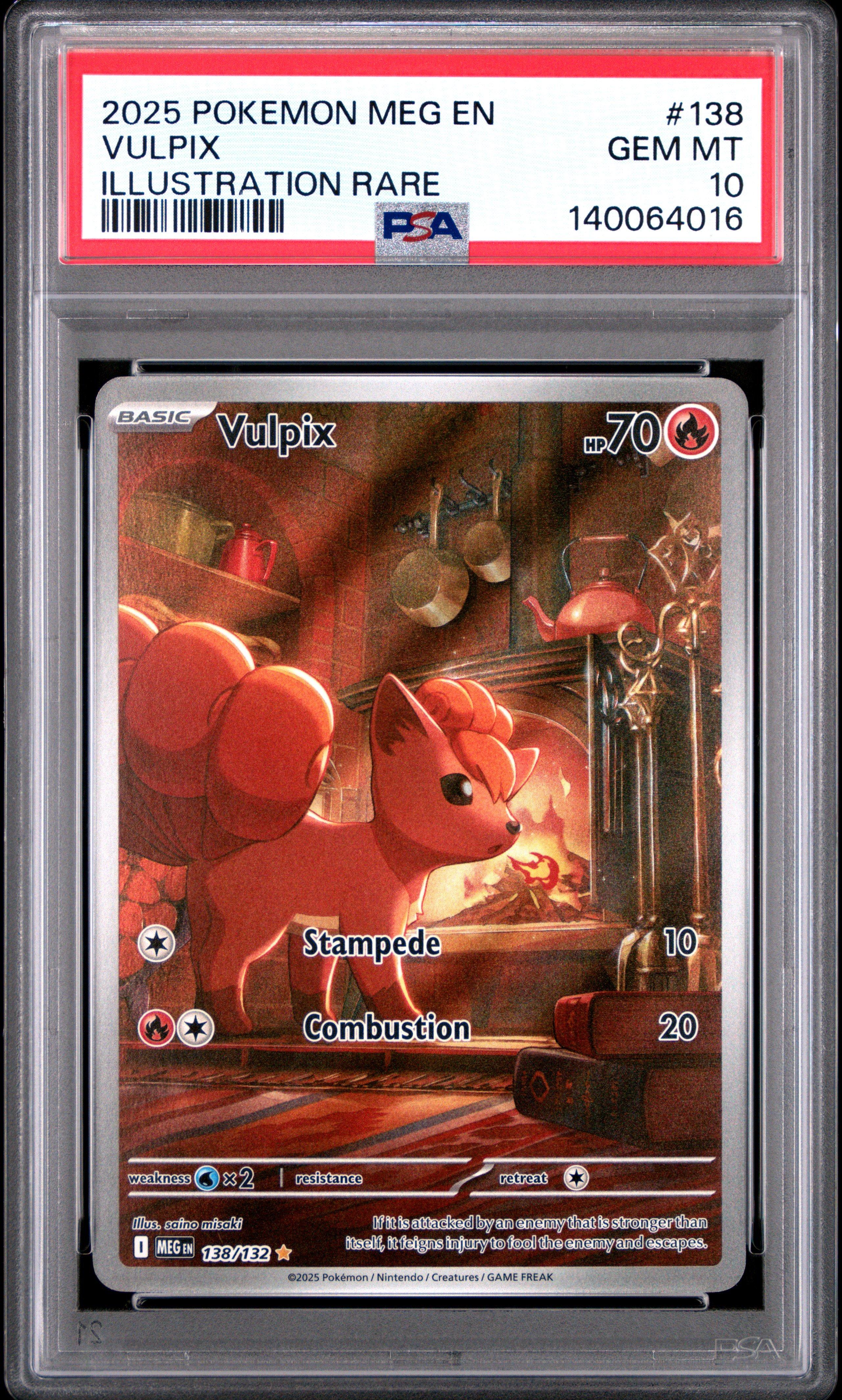 vulpix basic pokemon card Graded: 138/132 Mega Evolution (2025) IR PSA 10  Double Infinity Gaming Common Card Type Pokemon Base Set Single Card