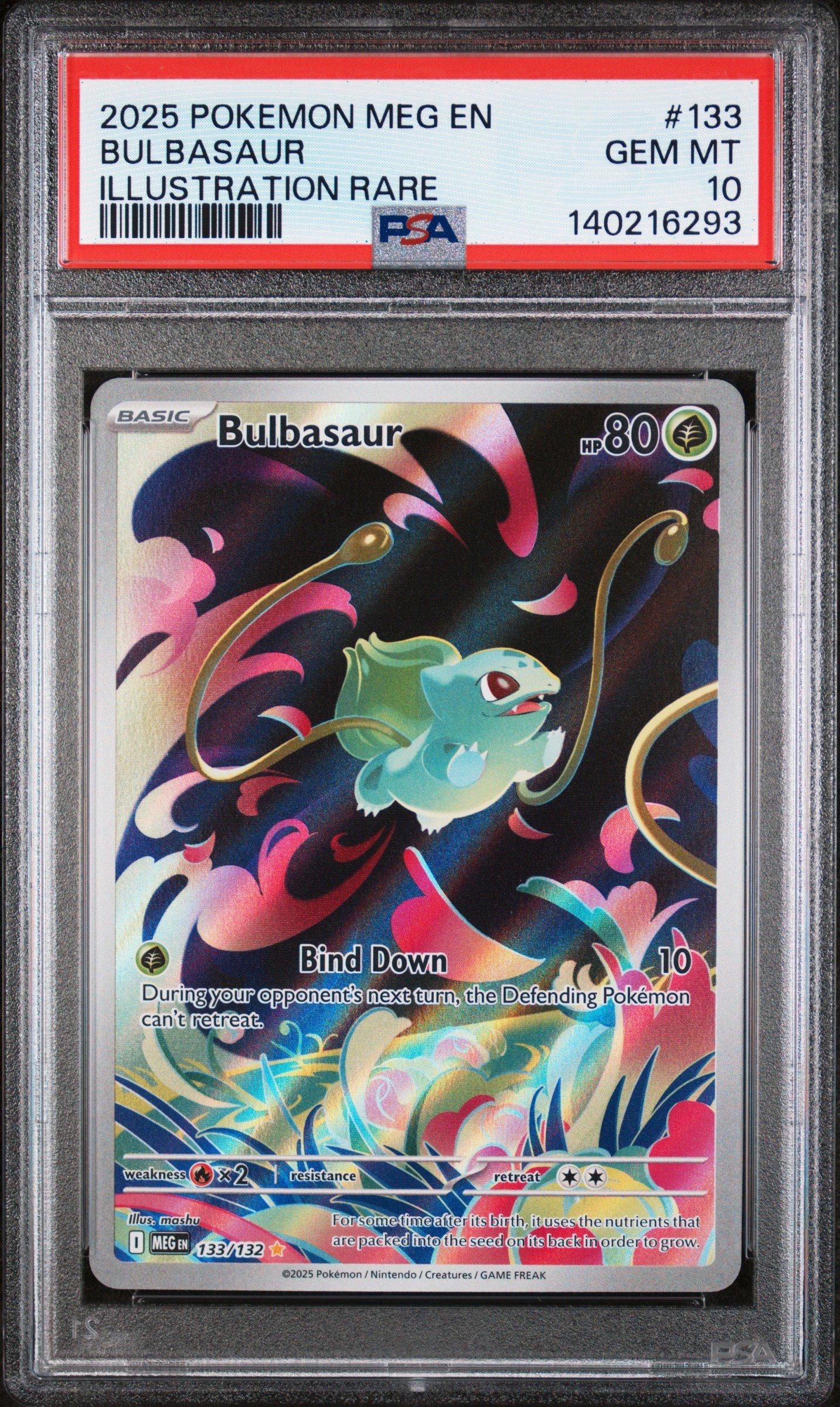 bulbasaur graded card 2025 Pokemon Meg En-mega Evolution 133 Bulbasaur Illustration Rare PSA 10