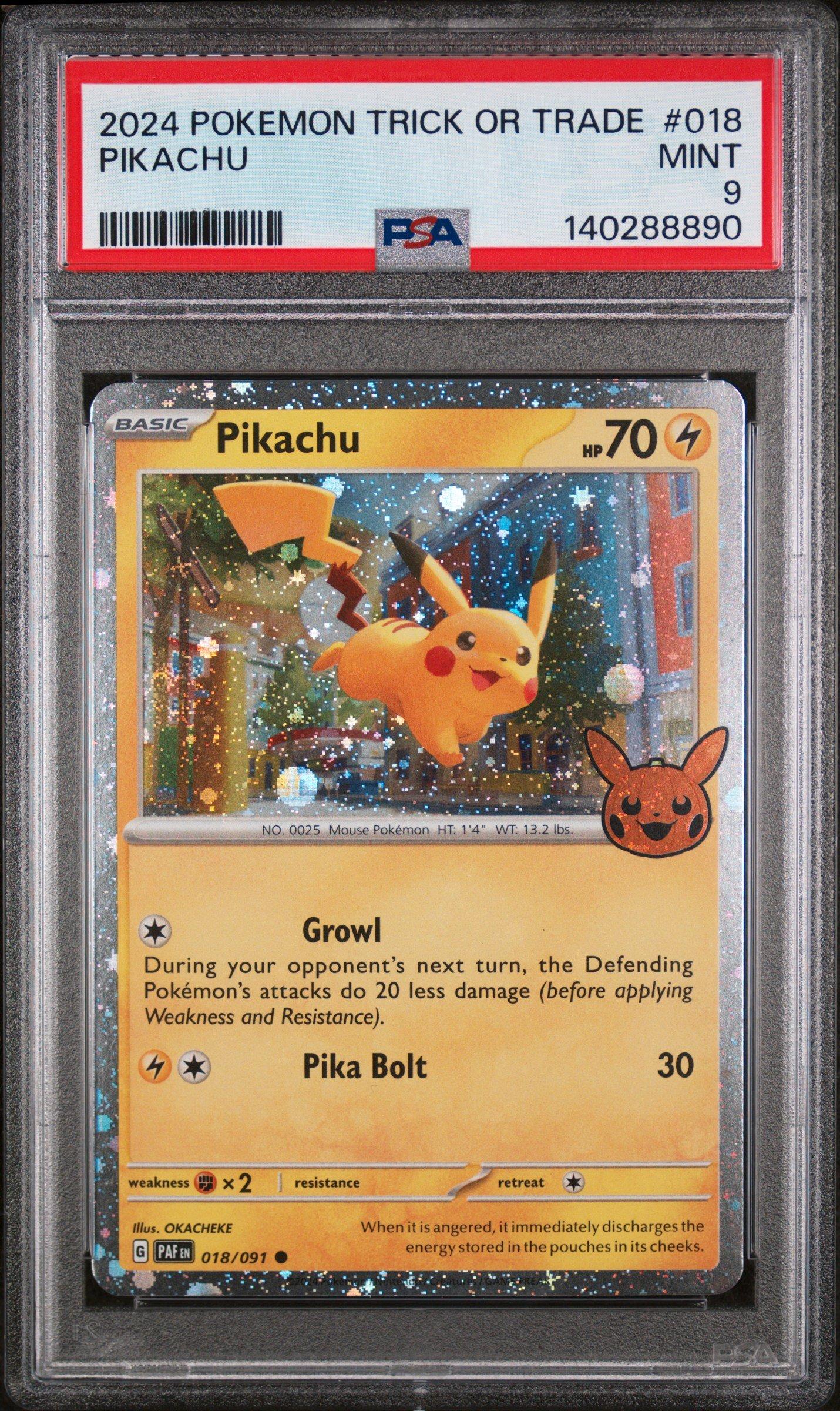 PSA9 ピカチュウ セット　018 013 2024 Pokemon Trick Or Trade 018 Pikachu PSA 9 Graded Card | GameStop