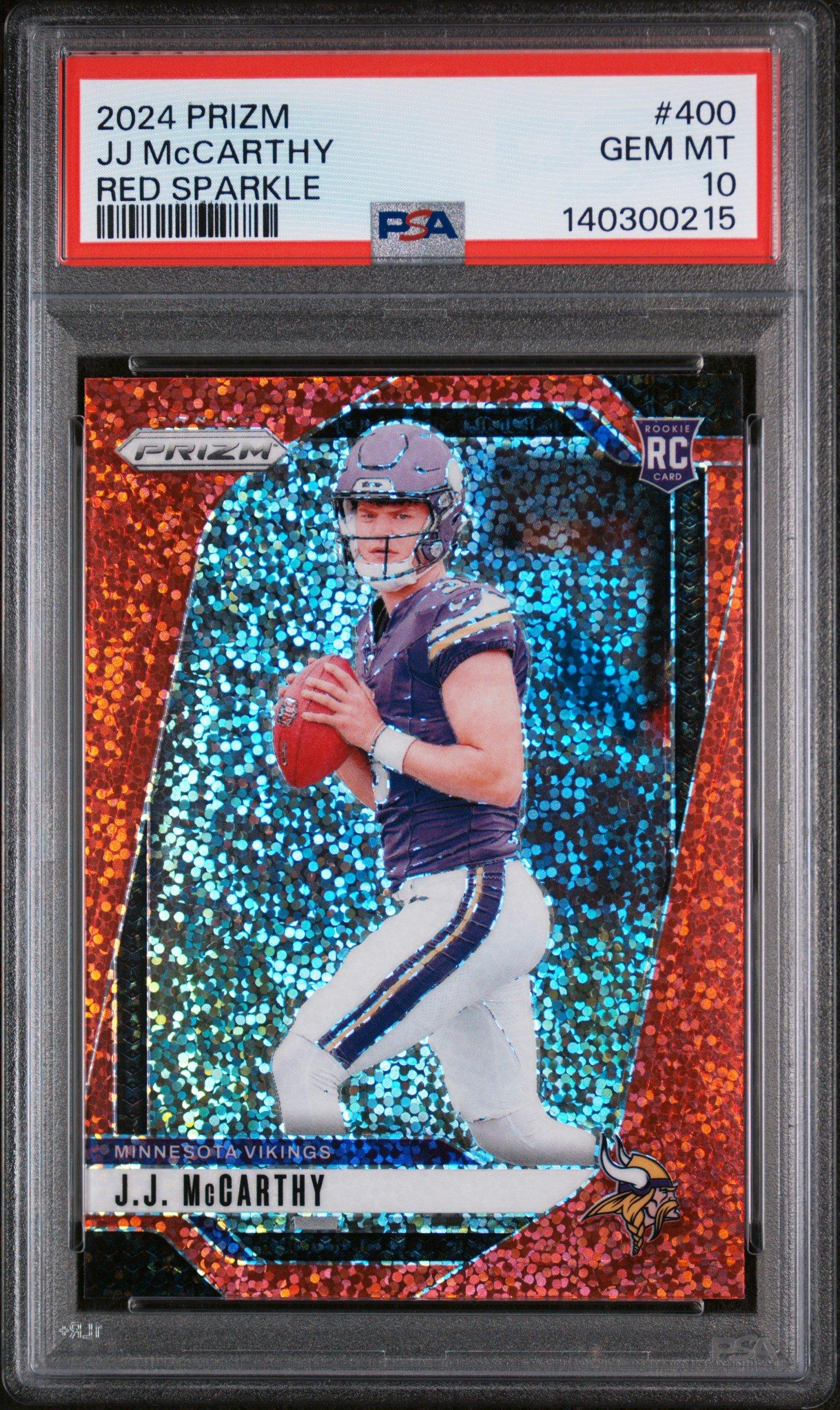 2024 Panini Prizm 400 Jj Mccarthy Red Sparkle PSA 10