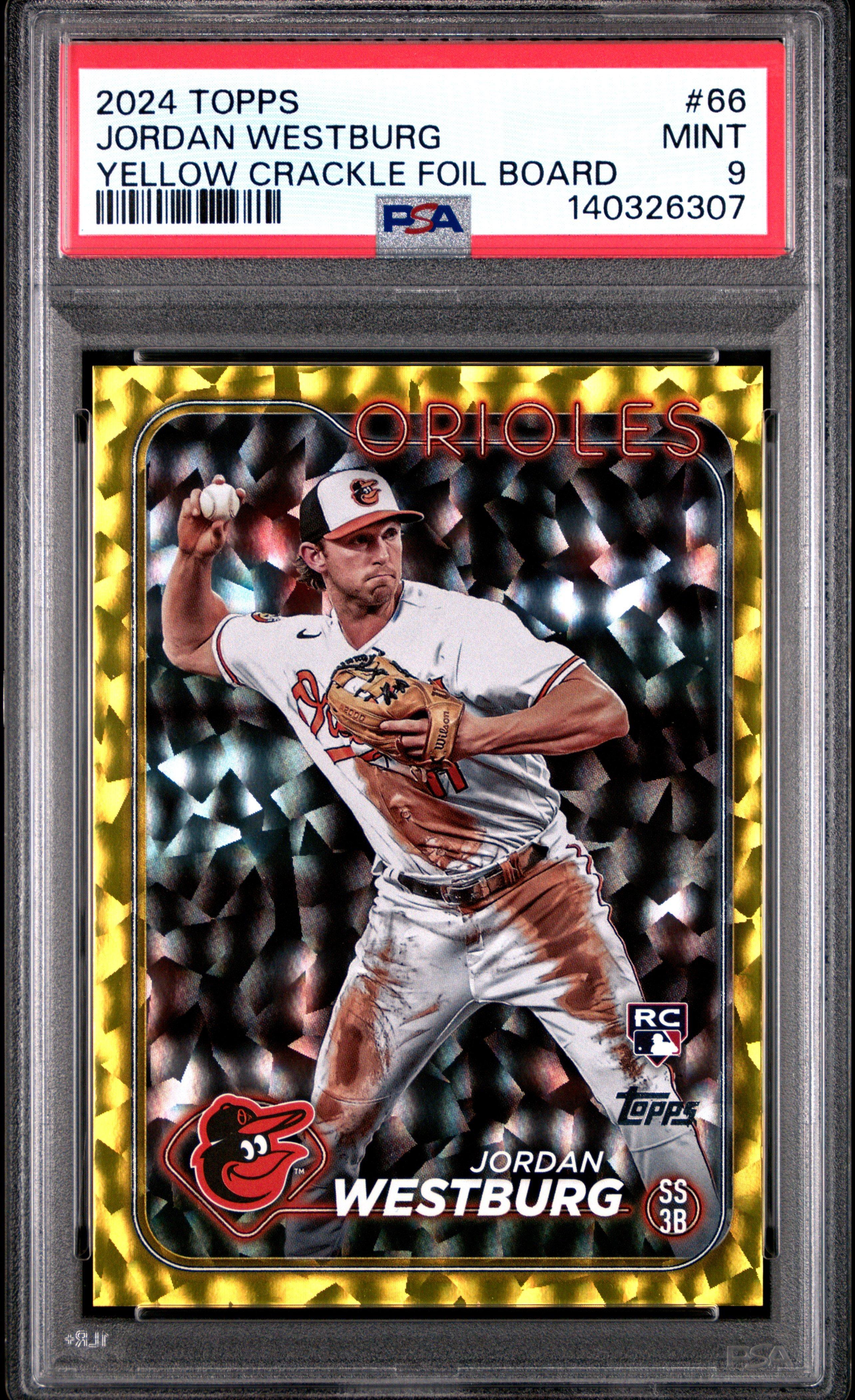 2024 Topps 66 Jordan Westburg Yellow Crackle Foil Board PSA 9