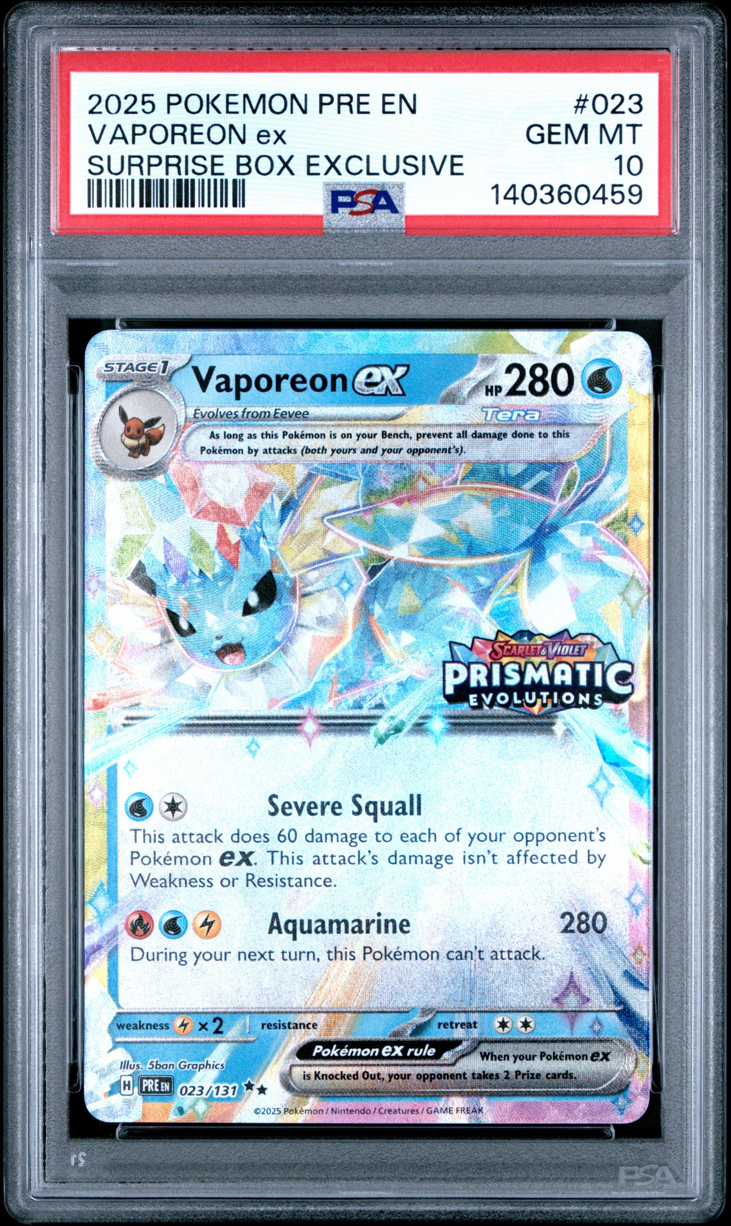2025 Pokemon Pre En-prismatic Evolutions 023 Vaporeon Ex Surprise