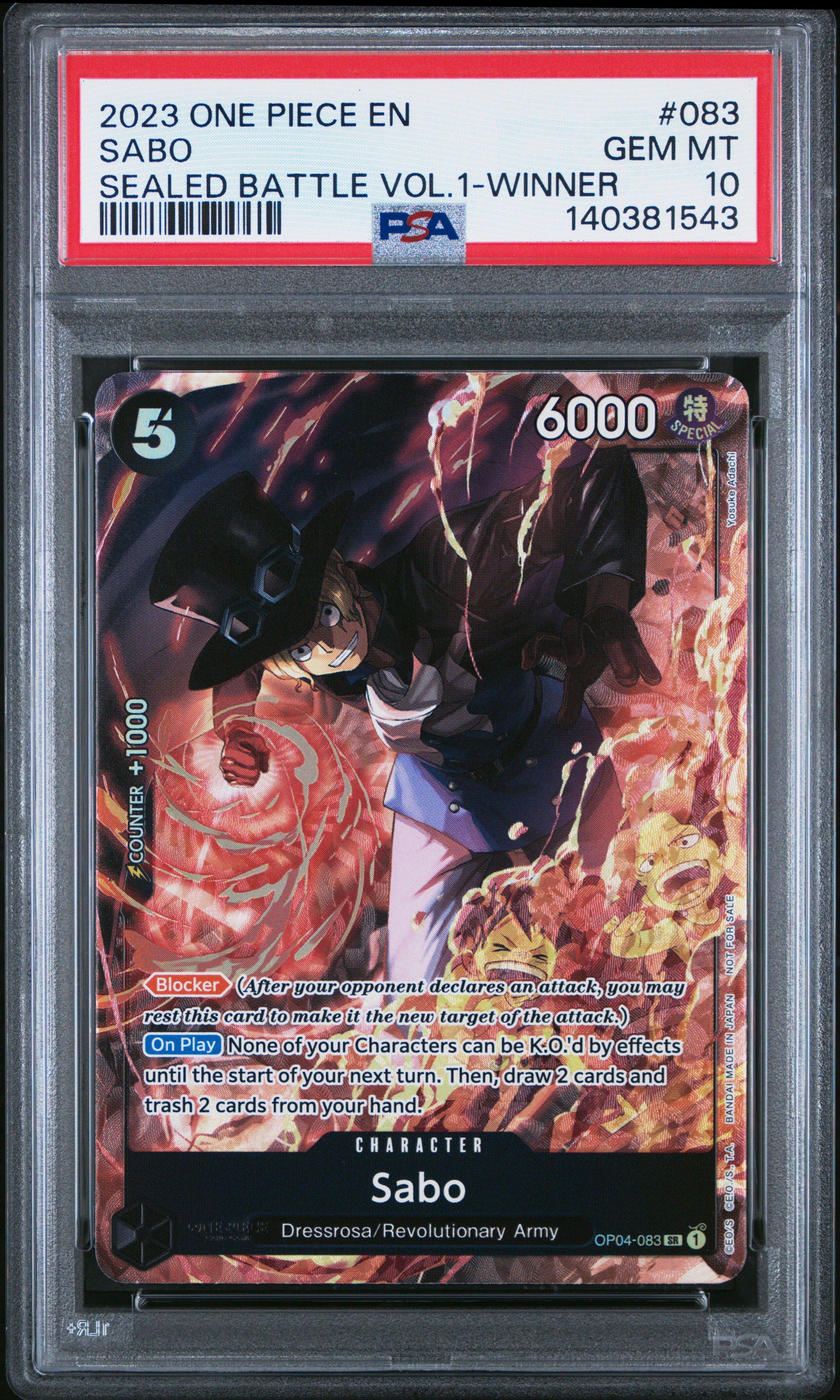 2023 One Piece Promos 083 Sabo Sealed Battle Vol.1-winner PSA 10