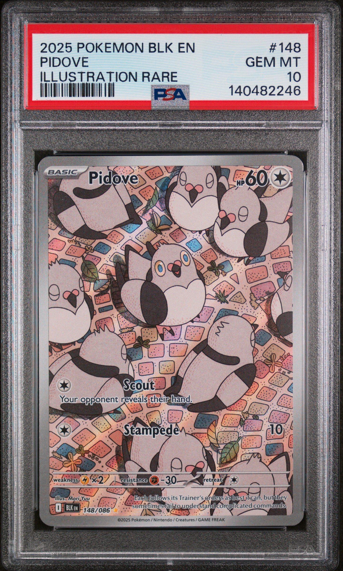 2025 Pokemon Blk En-black Bolt 148 Pidove Illustration Rare PSA 10