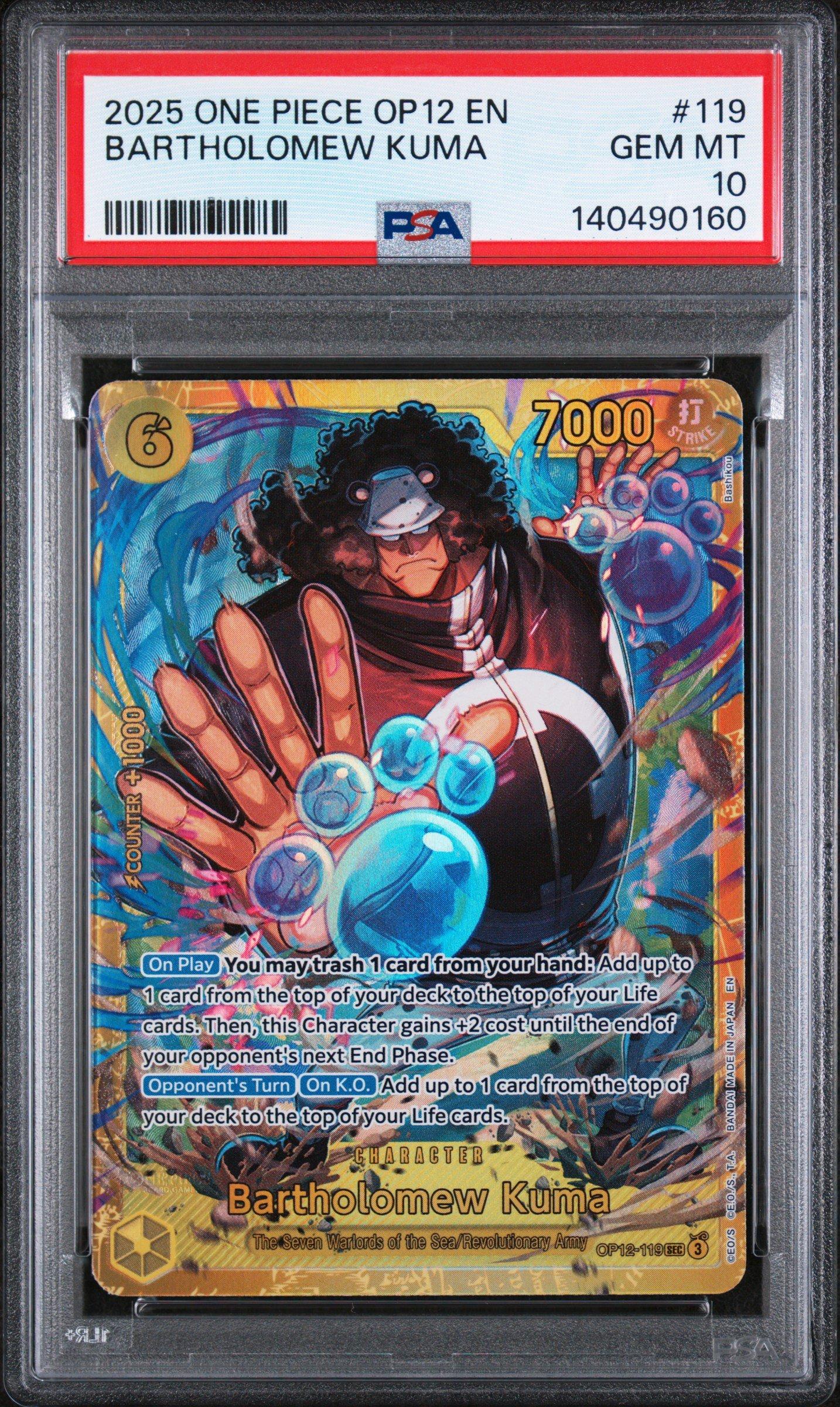 2025 One Piece Op12-legacy Of The Master 119 Bartholomew Kuma PSA