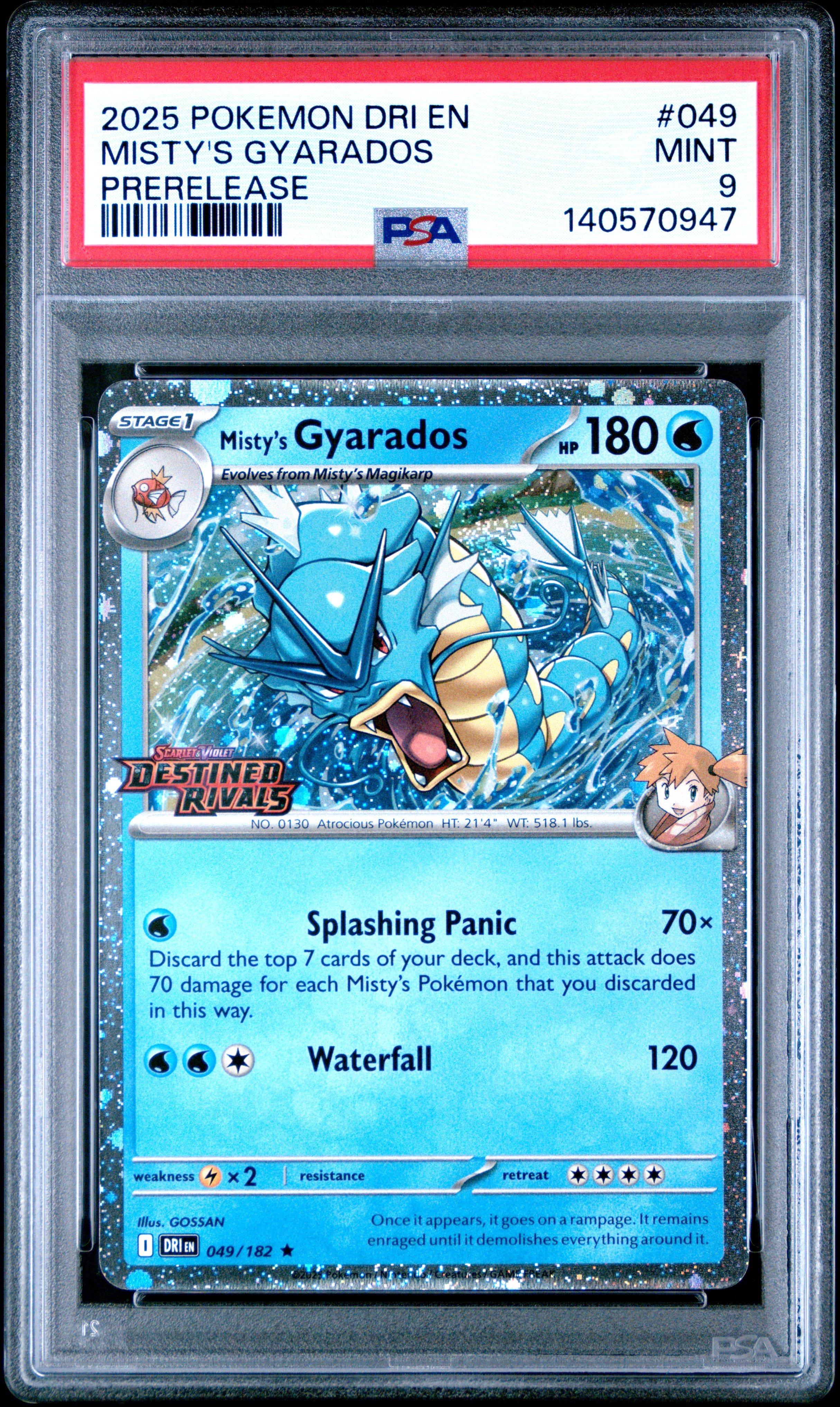2025 Pokemon Dri En-destined Rivals 049 Misty's Gyarados Prerelease PSA 9