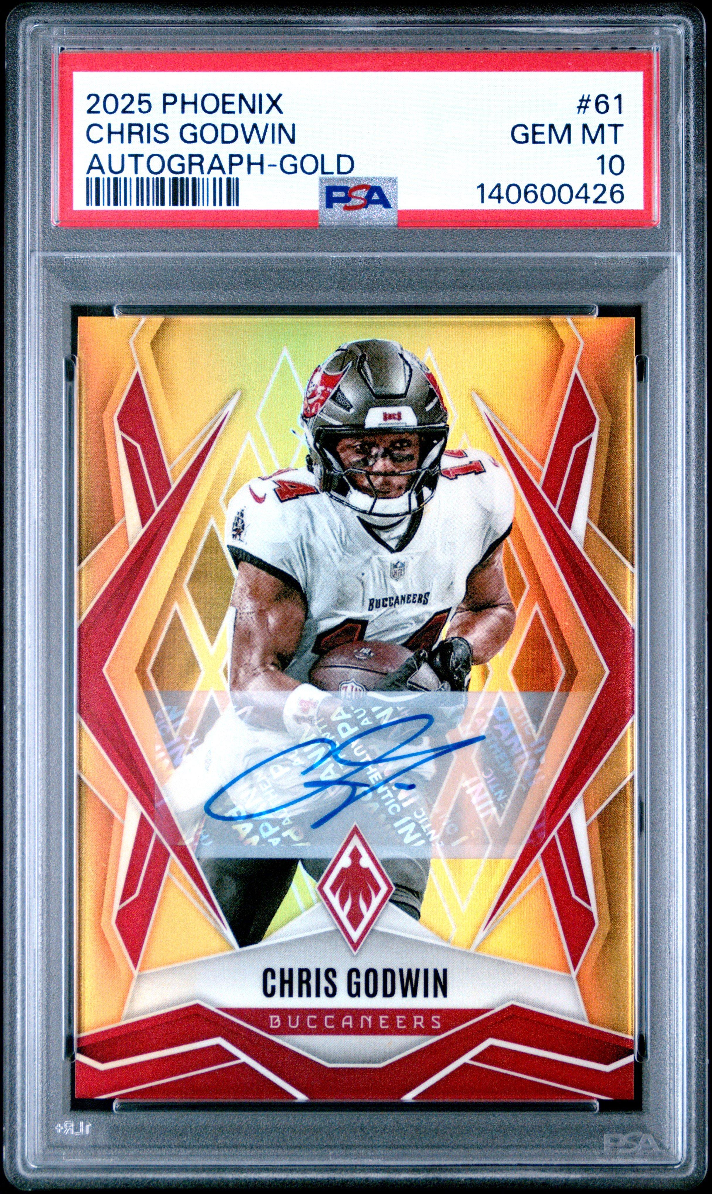 2025 Panini Phoenix 61 Chris Godwin Autograph-gold PSA 10 Graded