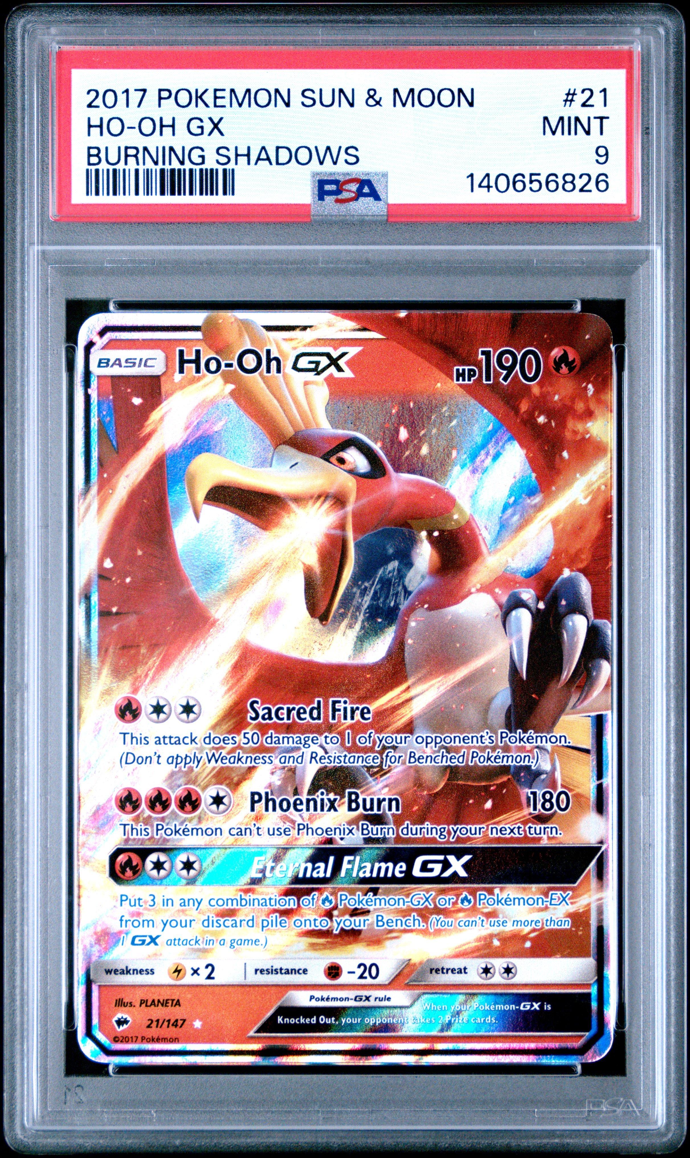 2017 Pokemon Sun & Moon Burning Shadows 21 Ho-oh Gx PSA 9