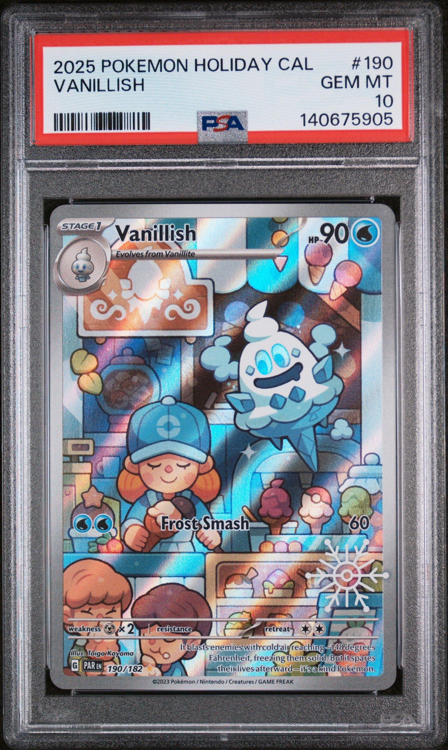 2025 Pokemon Holiday Calendar 190 Vanillish PSA 10 Graded Card