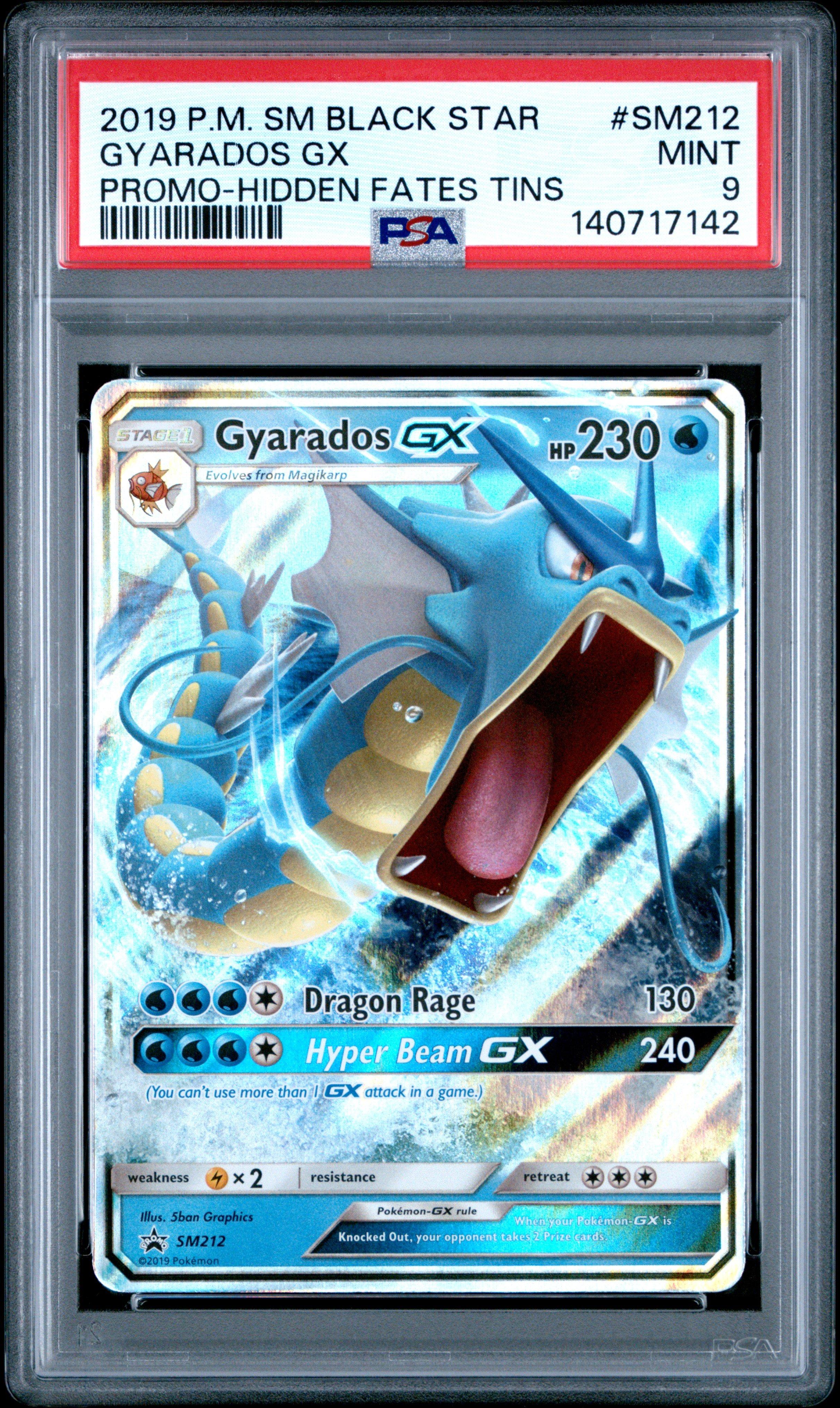 2019 Pokemon Sm Black Star Promo Sm212 Gyarados Gx Hidden Fates Tins PSA