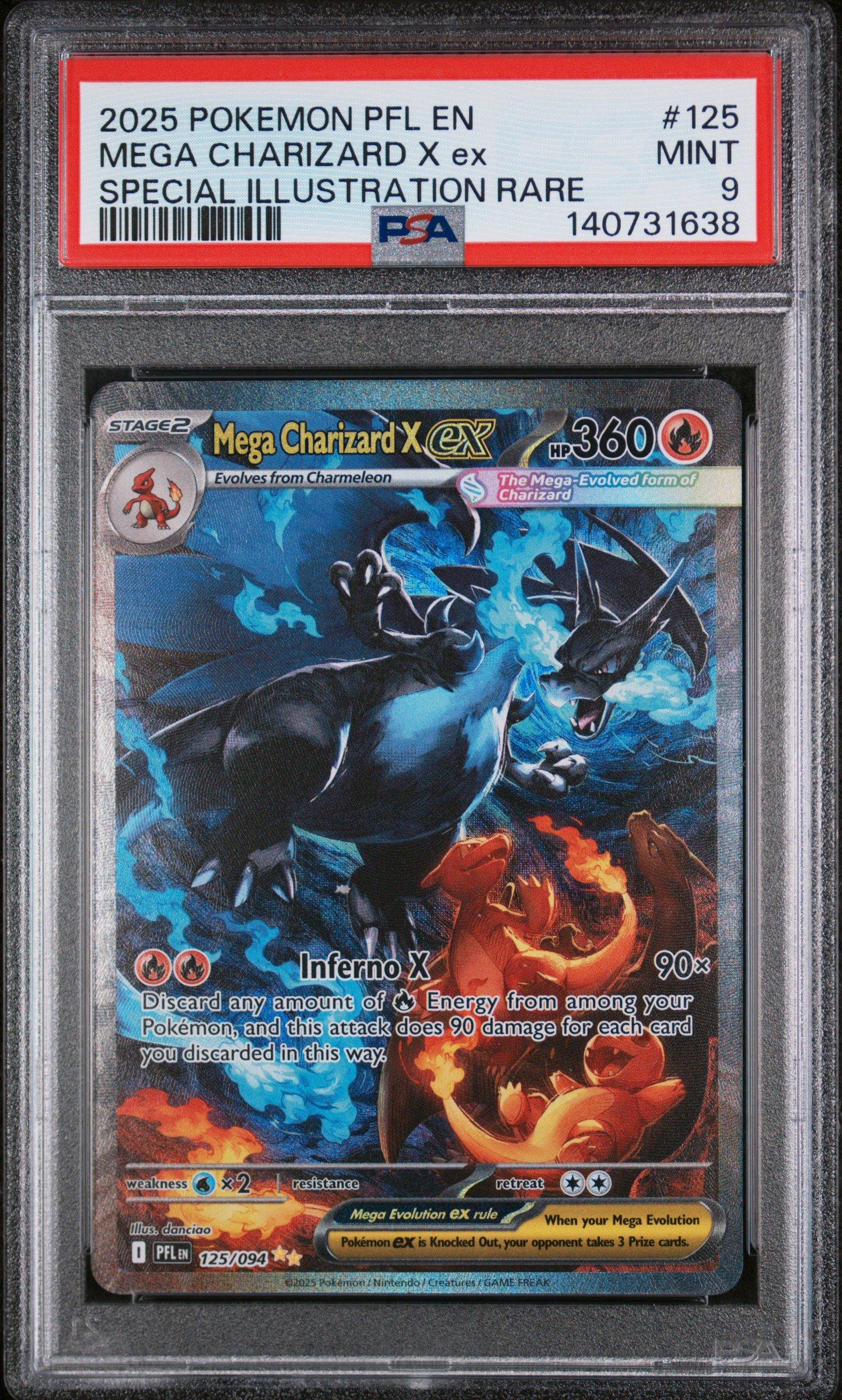 2025 Pokemon Pfl En-phantasmal Flames 125 Mega Charizard X Ex Special Illustration Rare PSA