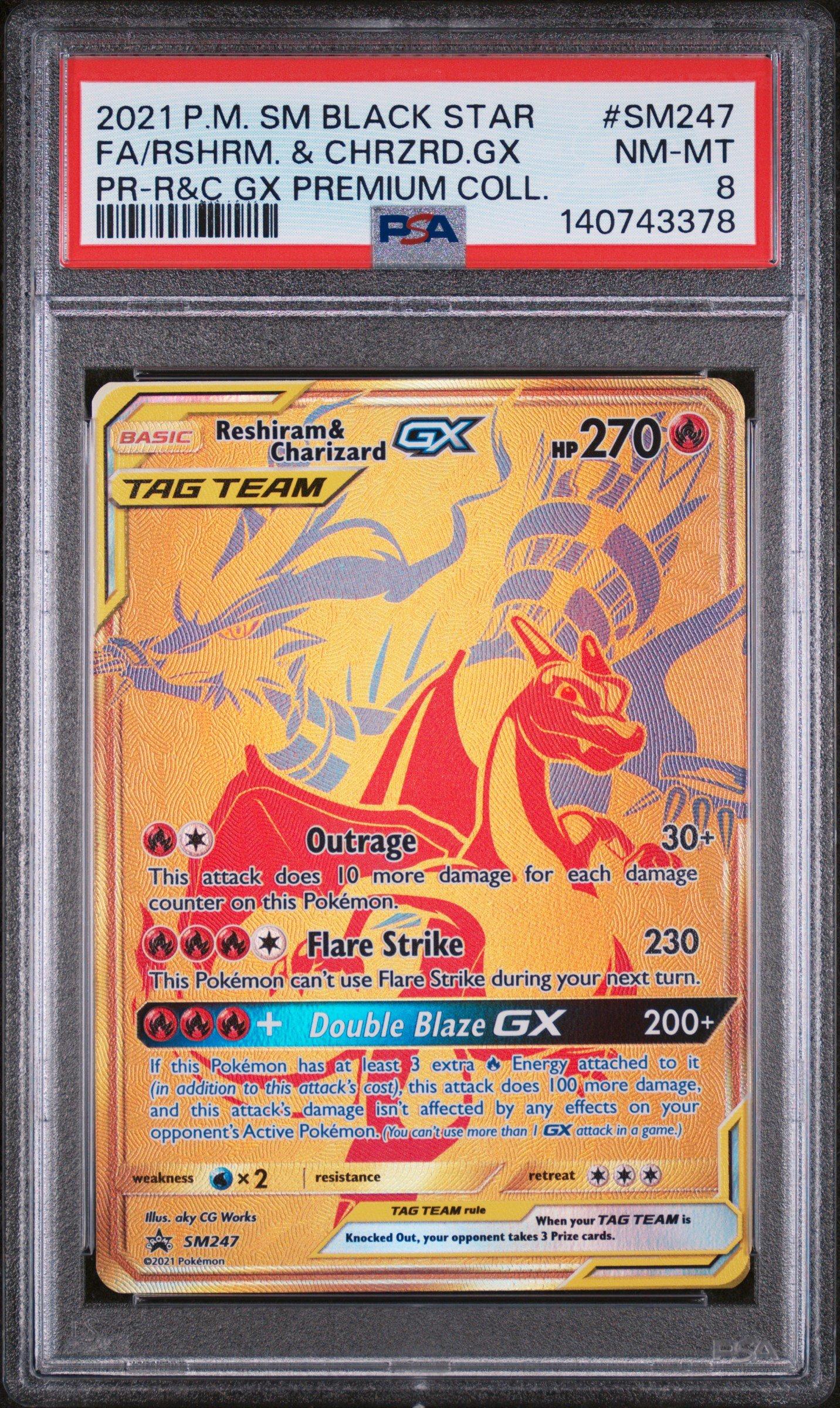 2021 Pokemon Sm Black Star Promo Sm247 Full Art/reshiram & Charizard Gx  Reshiram & Charizard Gx Premium Collection PSA 8 Graded Card | GameStop