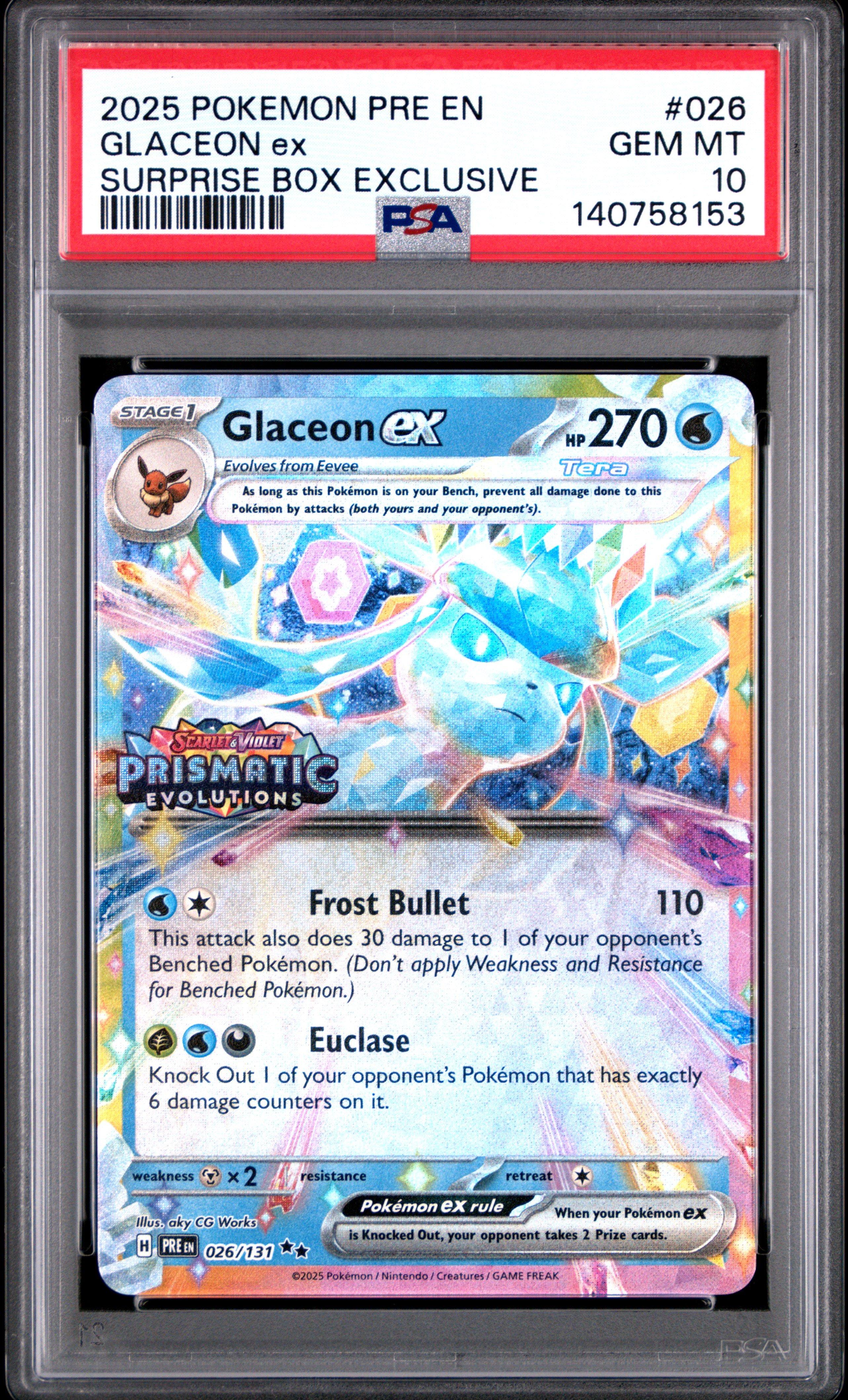 glaceon ex pokemon card value [Water] 2025 Pokemon Pre En-prismatic Evolutions