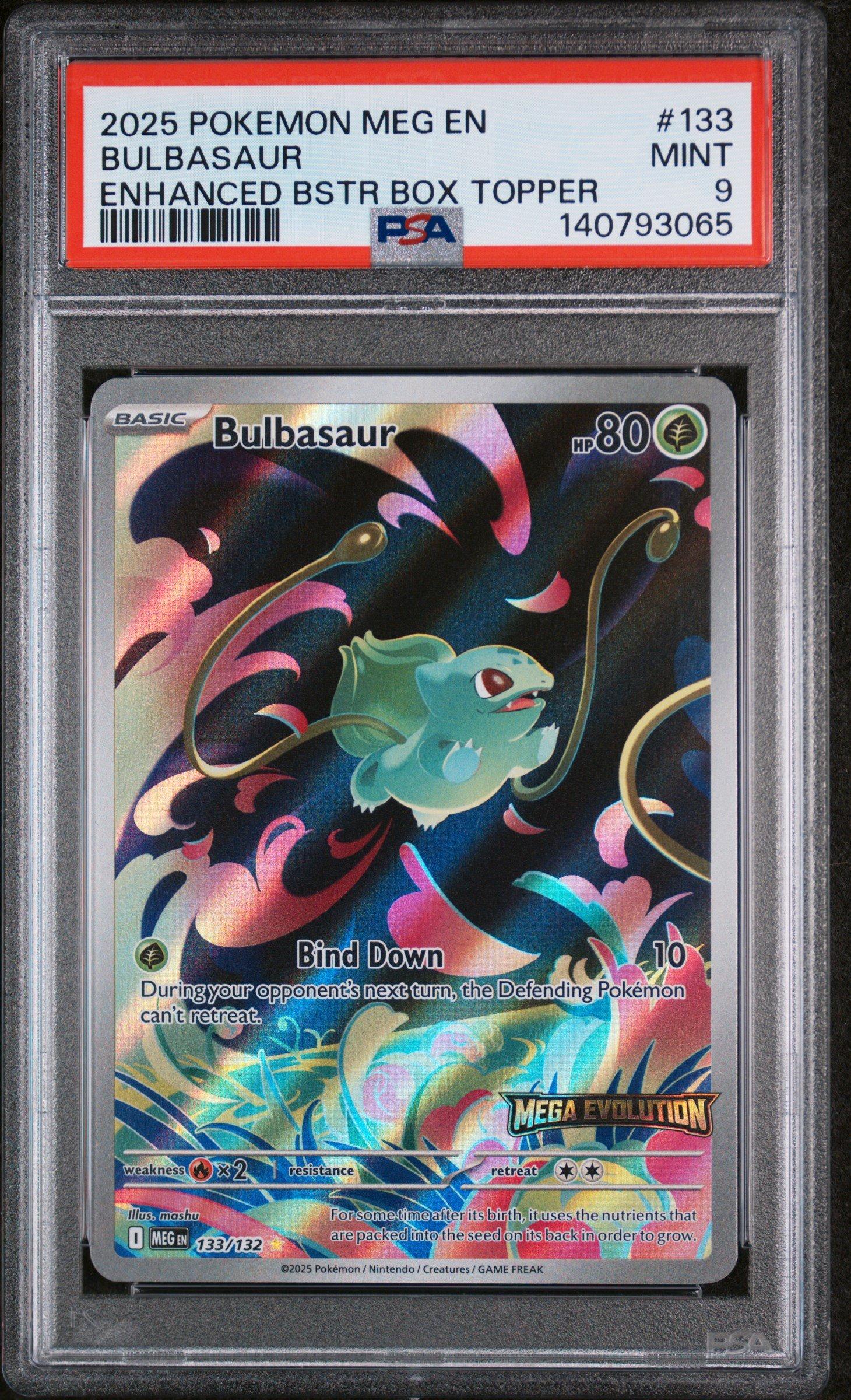 2025 Pokemon Meg En-mega Evolution 133 Bulbasaur Enhanced Booster Box  Topper PSA 9 Graded Card | GameStop