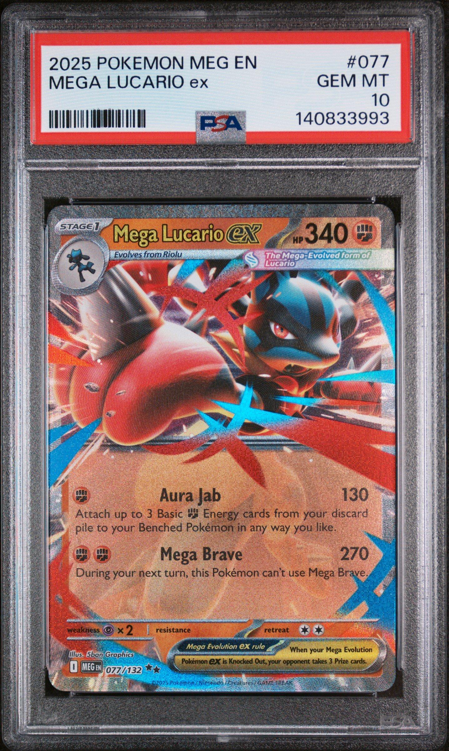 2025 Pokemon Meg En-mega Evolution 077 Mega Lucario Ex PSA 10
