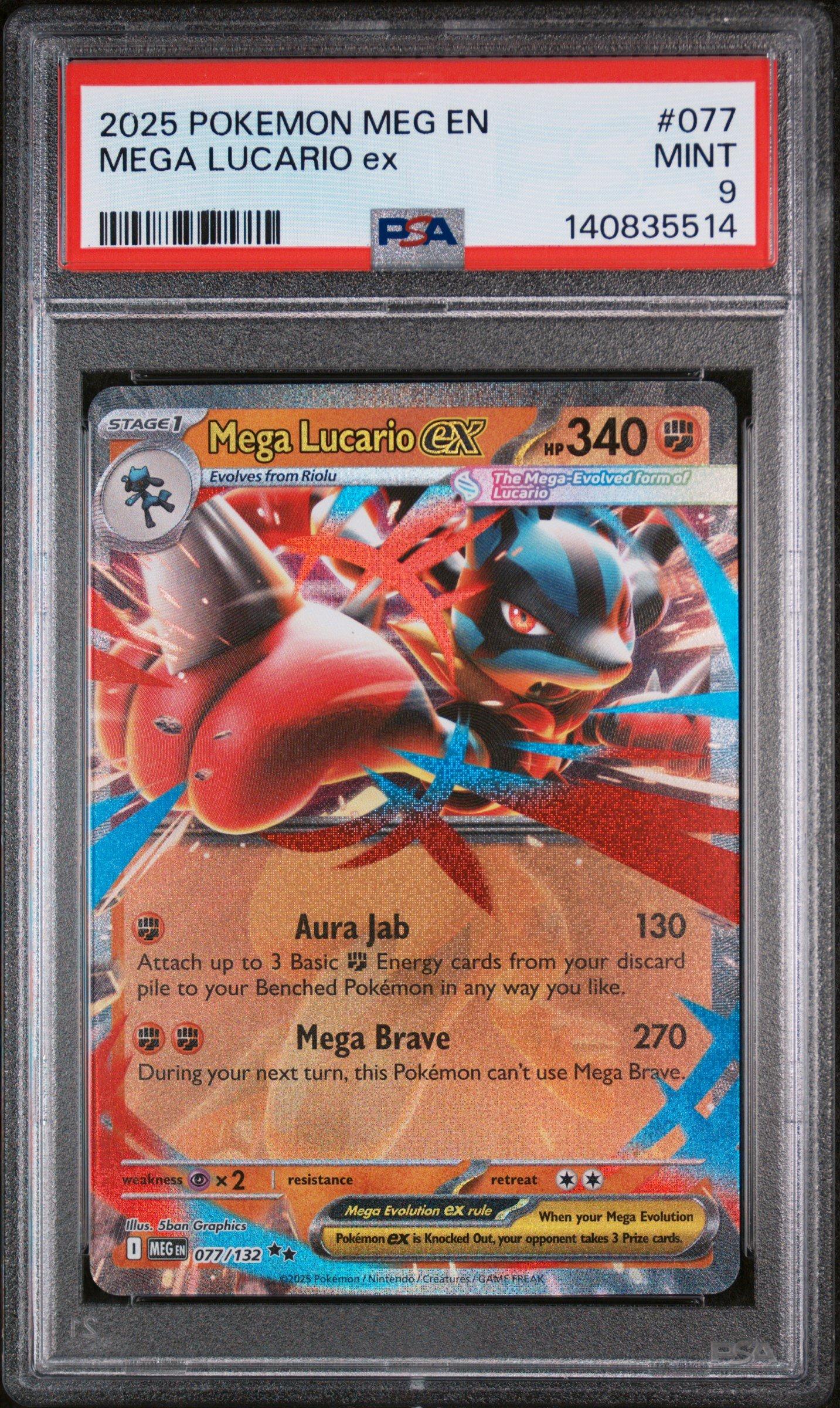 2025 Pokemon Meg En-mega Evolution 077 Mega Lucario Ex PSA 9