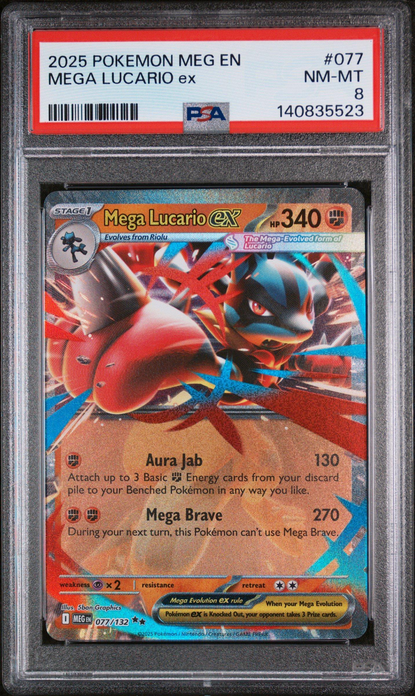 2025 Pokemon Meg En-mega Evolution 077 Mega Lucario Ex PSA 8