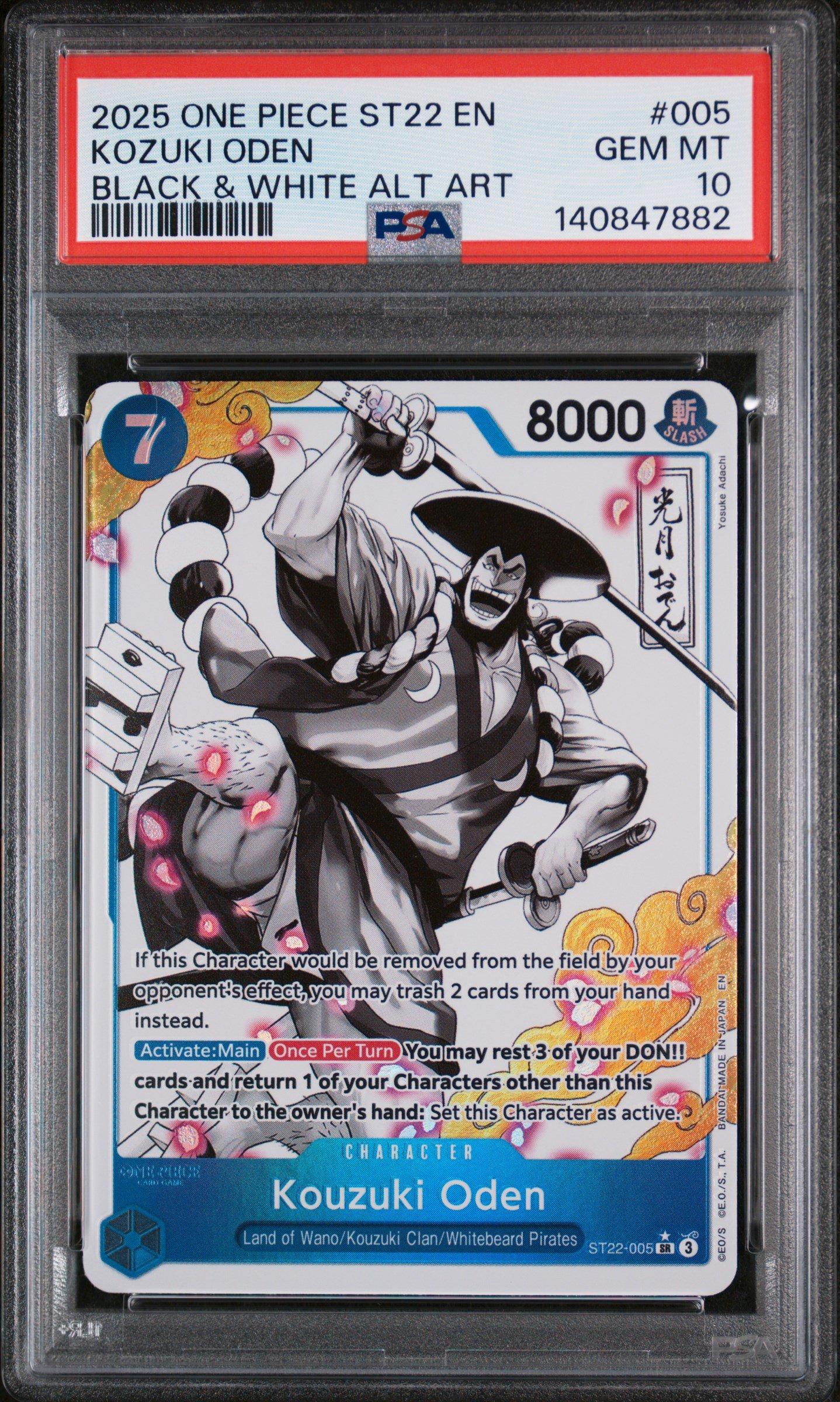 2025 One Piece Starter Deck St22-ace & Newgate 005 Kozuki Oden Black & White Alternate Art PSA 10