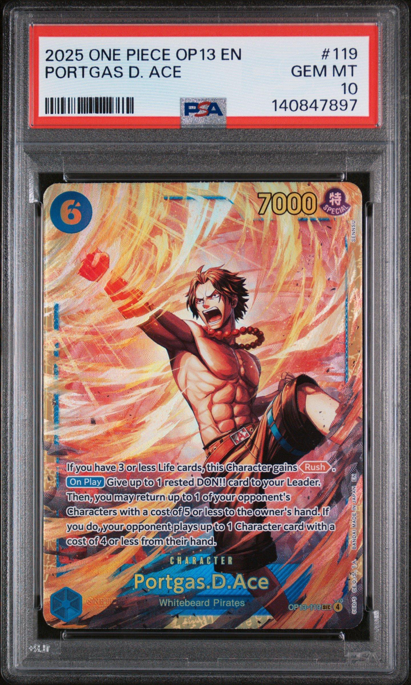 2025 One Piece Op13-carrying On His Will 119 Portgas D. Ace PSA 10