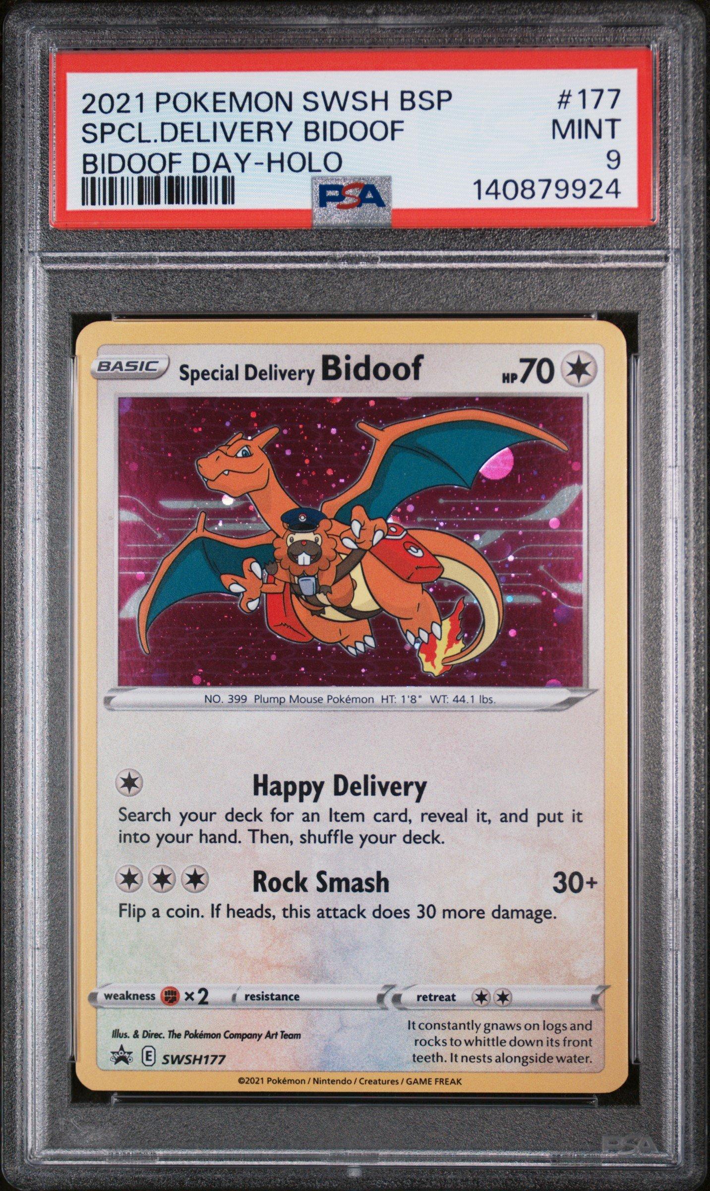 2021 Pokemon Swsh Black Star Promo 177 Special Delivery Bidoof-holo Bidoof Day PSA