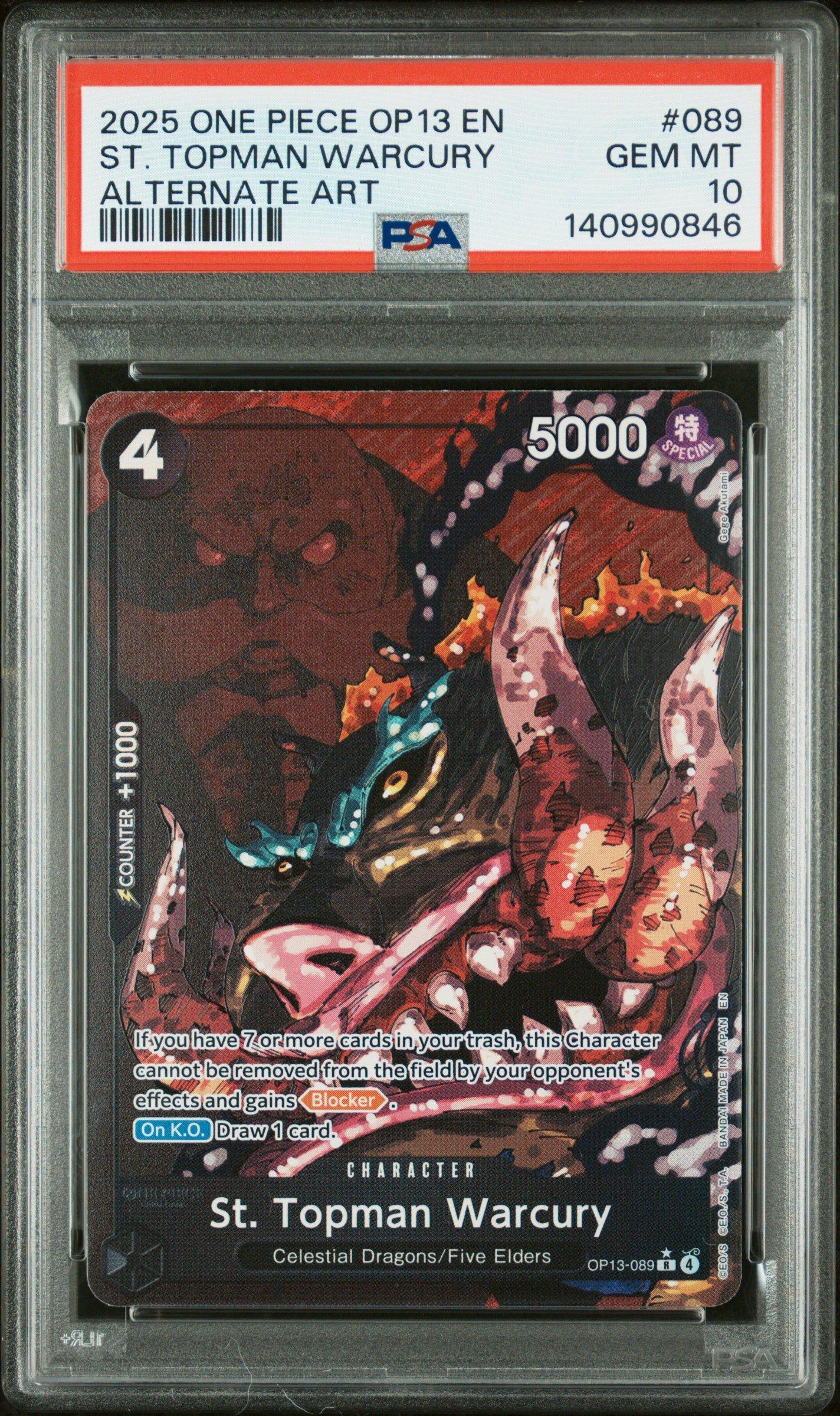 2025 One Piece Op13-carrying On His Will 089 St. Topman Warcury Alternate Art PSA 10
