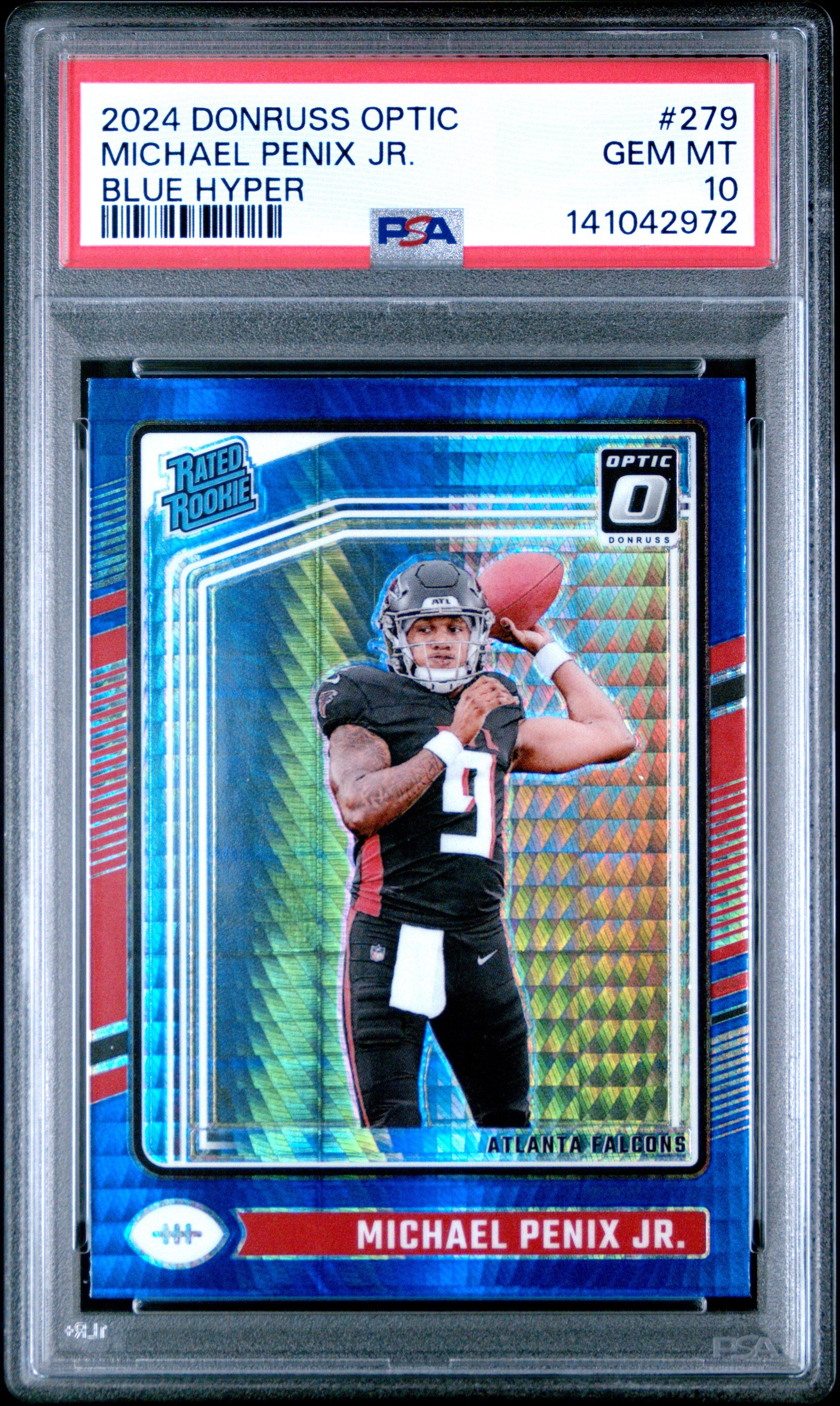 2024 Panini Donruss Optic 279 Michael Penix Jr. Blue Hyper PSA 10