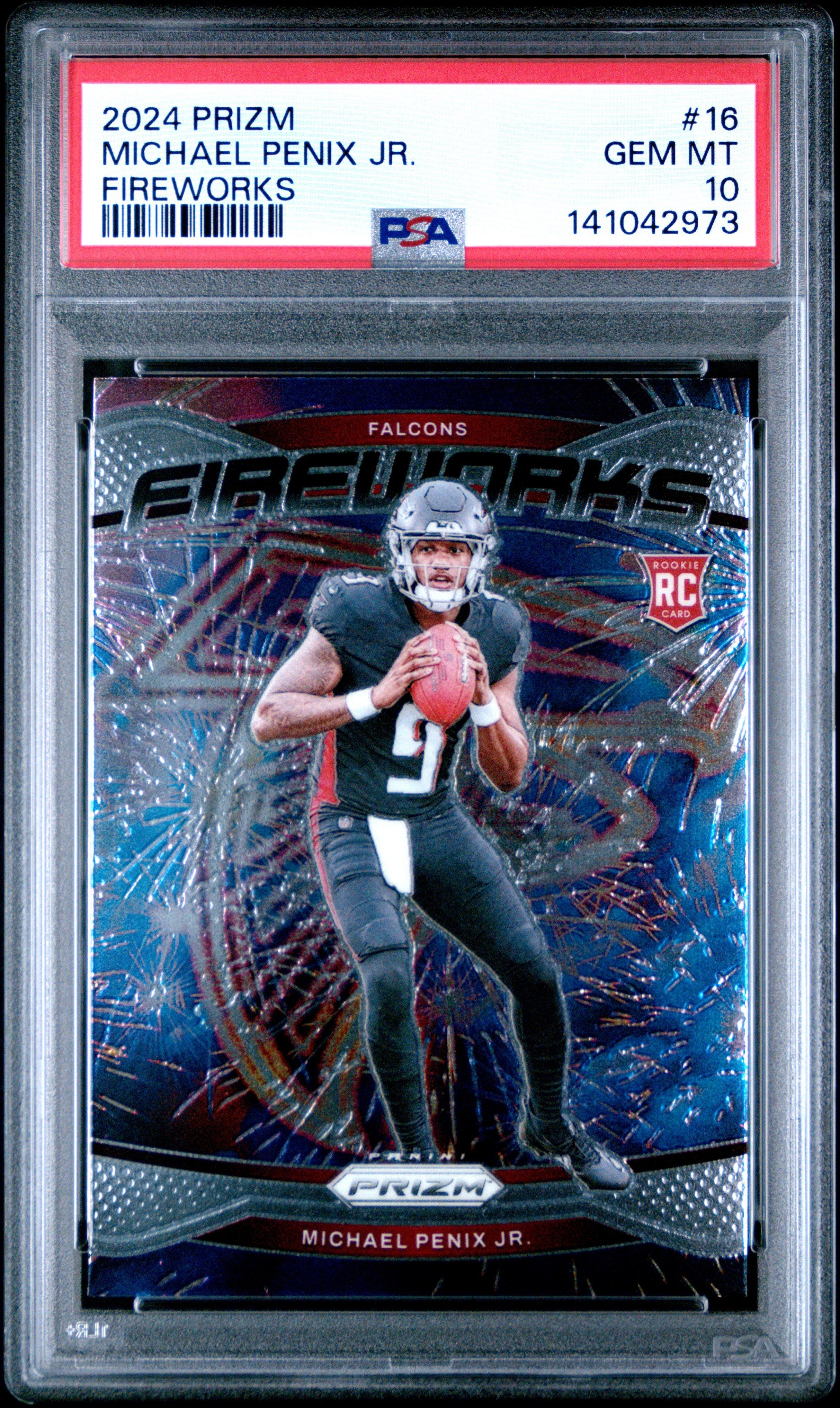 2024 Panini Prizm Fireworks 16 Michael Penix Jr. PSA 10