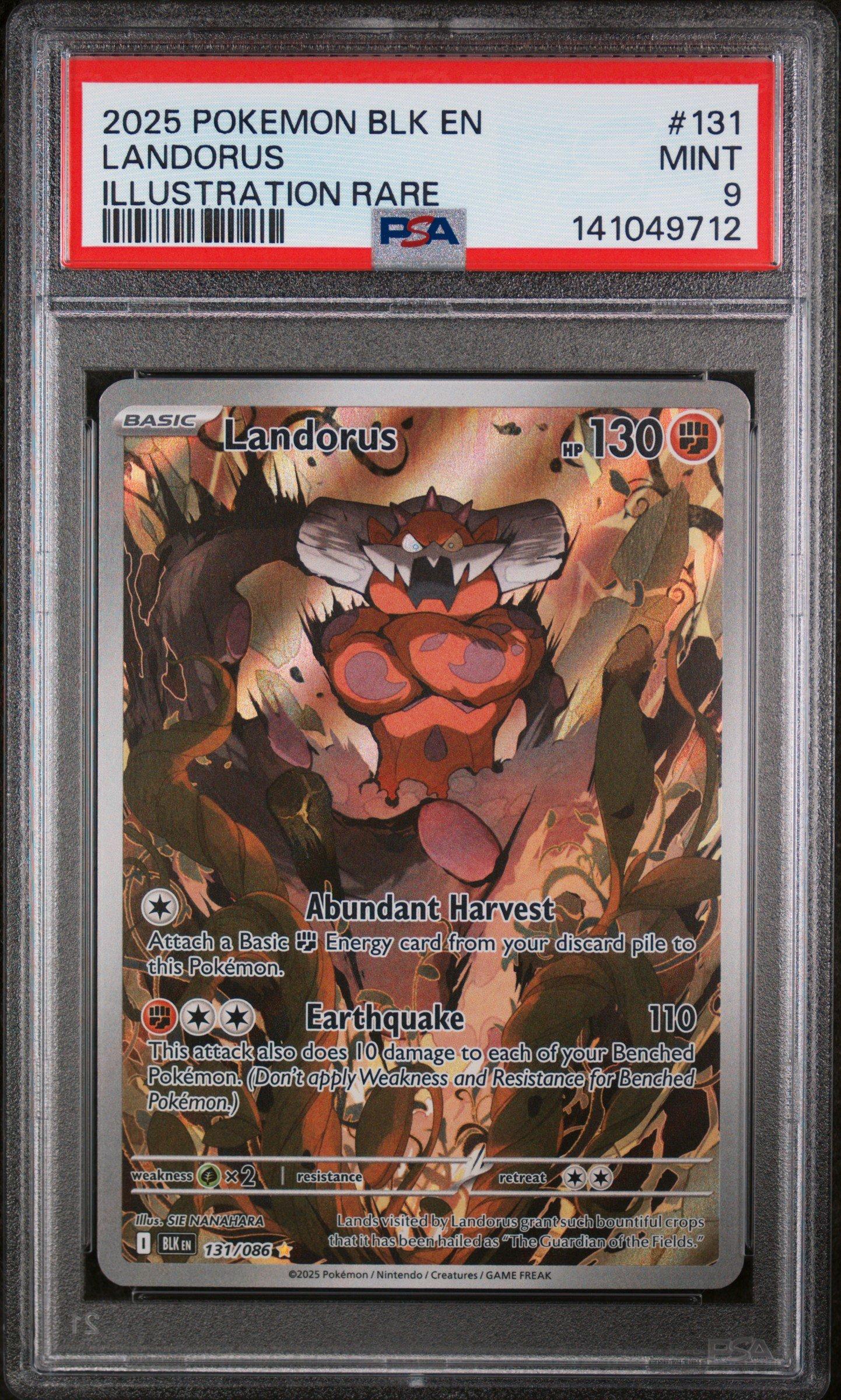 2025 Pokemon Blk En-black Bolt 131 Landorus Illustration Rare PSA