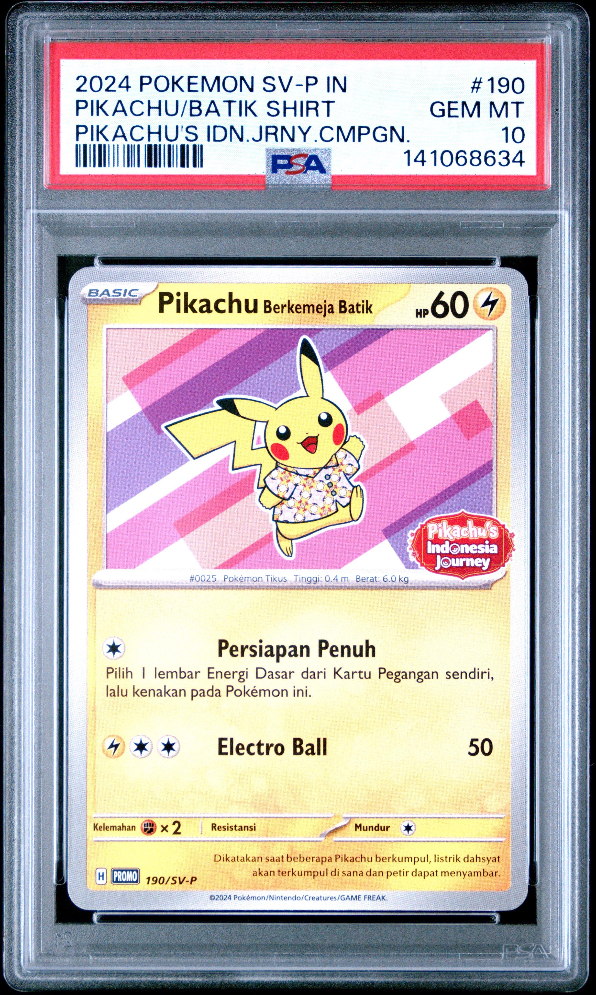 2024 Pokemon Indonesian Sv-p Promo 190 Pikachu In Batik Shirt