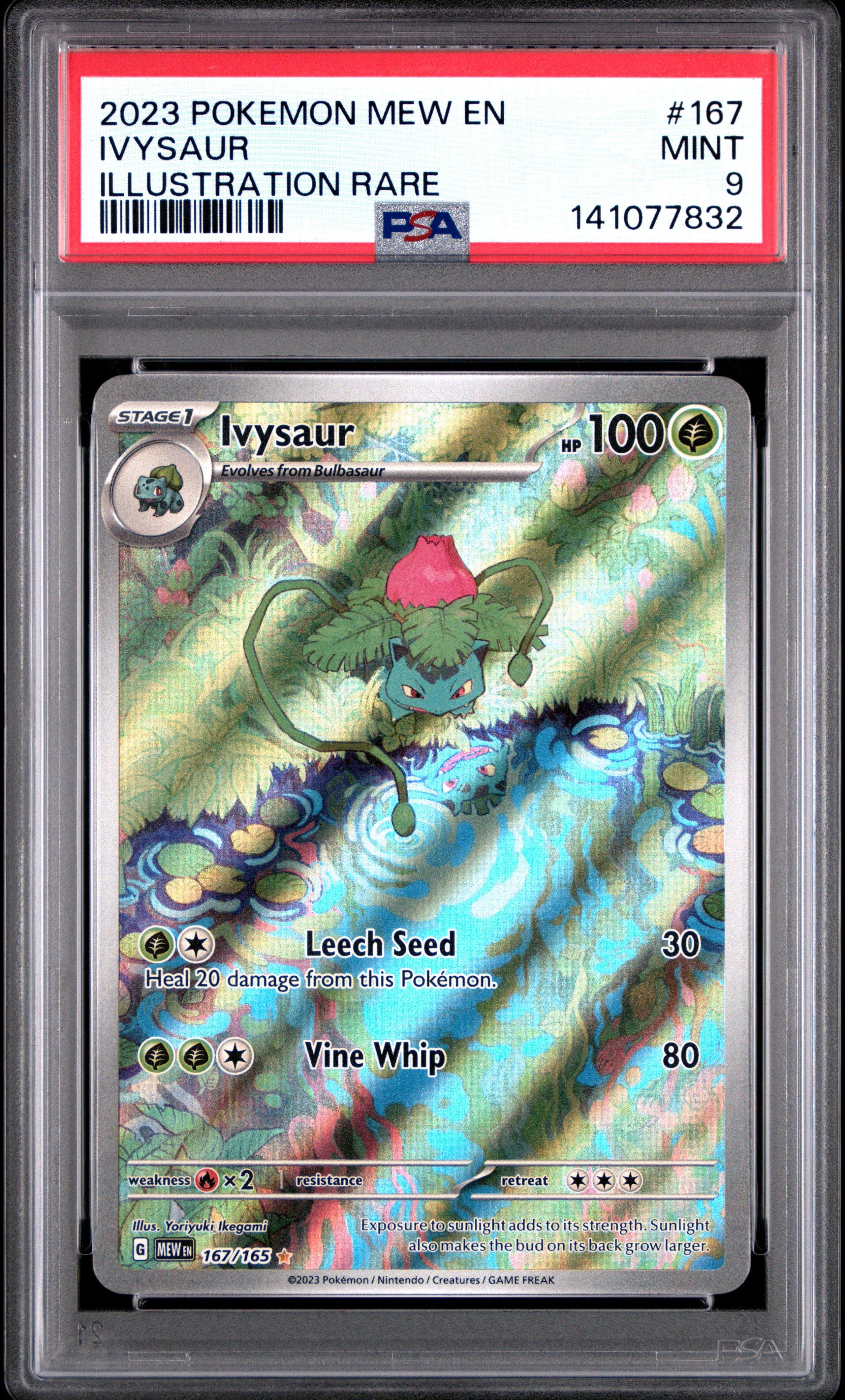 2023 Pokemon Mew En-151 167 Ivysaur Illustration Rare PSA 9 Graded