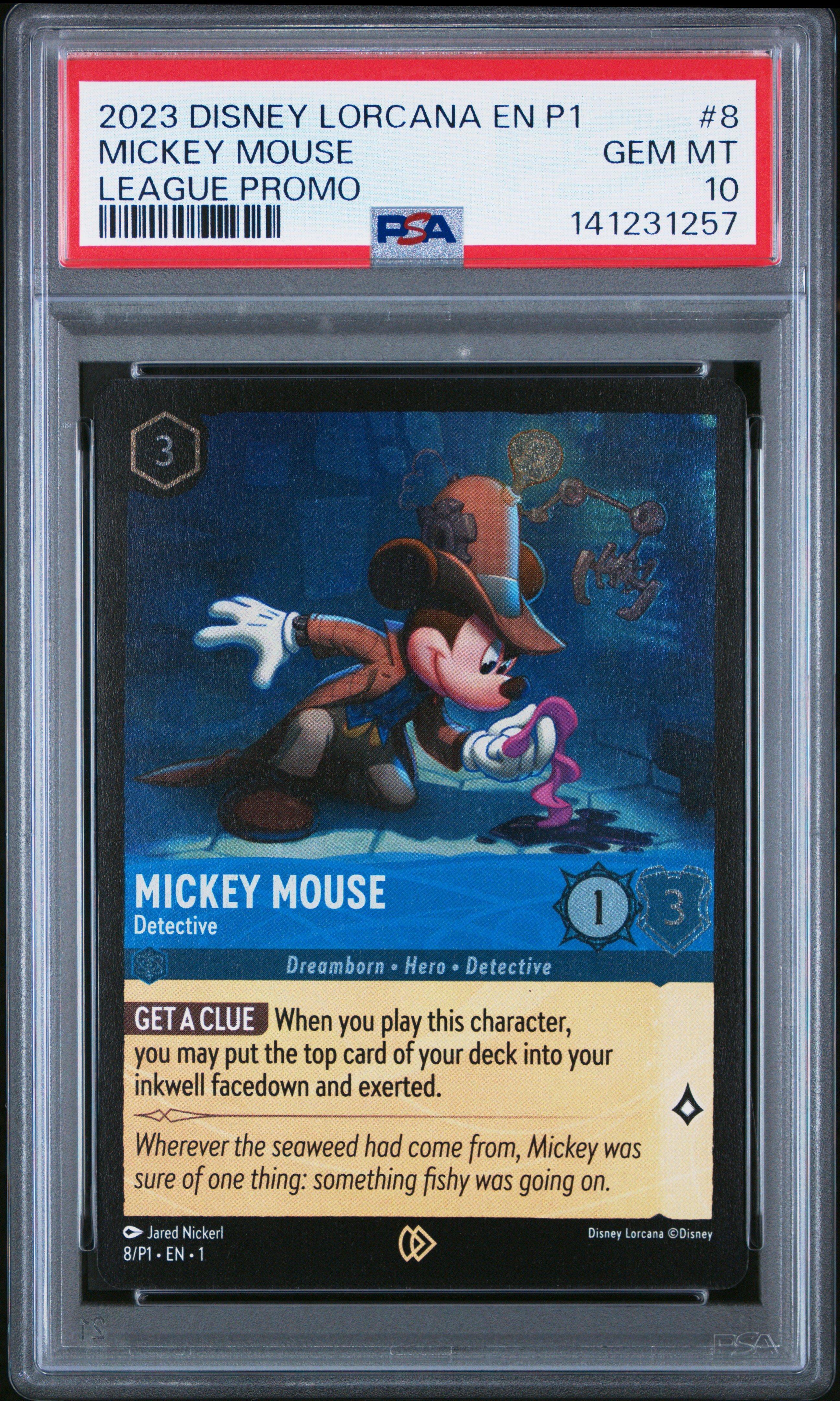 2023 Disney Lorcana En P1-promo 8 Mickey Mouse - Detective League Promo PSA 10