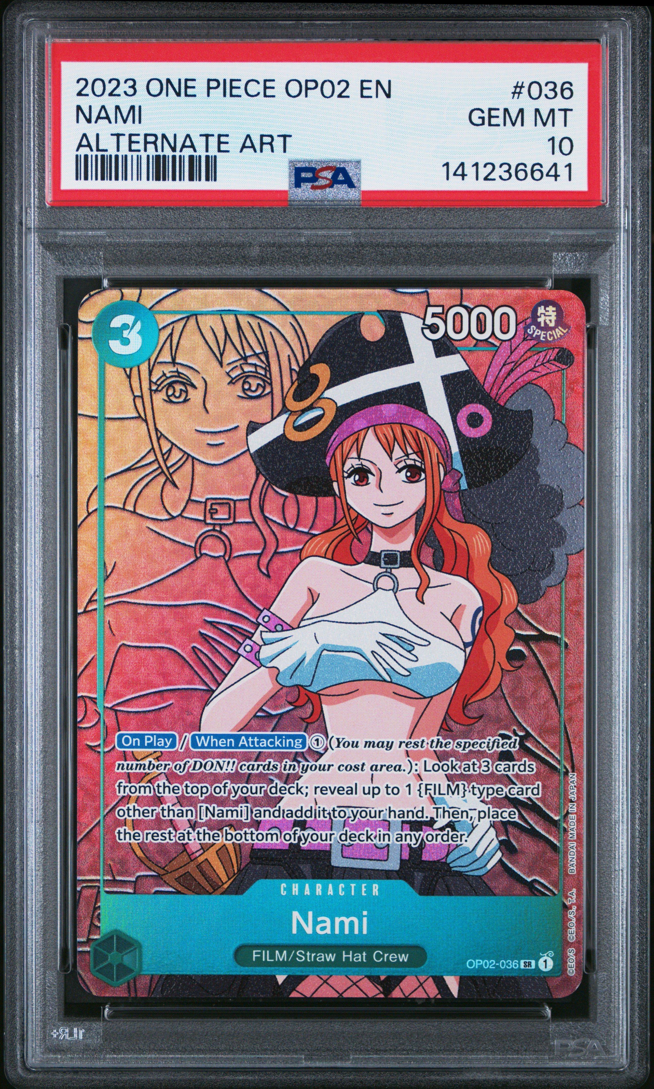 2023 One Piece Op02-paramount War 036 Nami Alternate Art PSA 10