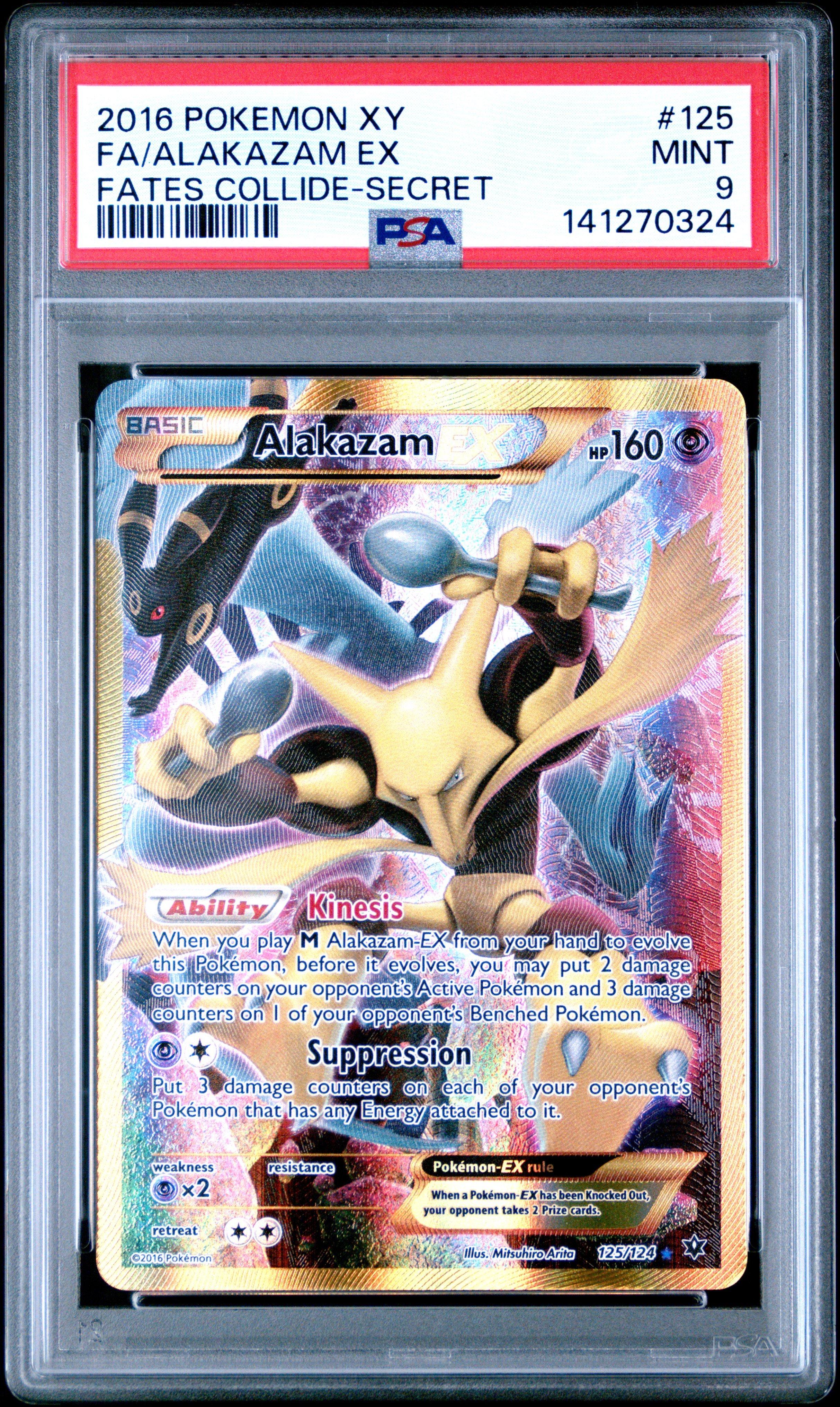 2016 Pokemon Xy Fates Collide 125 Full Art/alakazam Ex Secret PSA