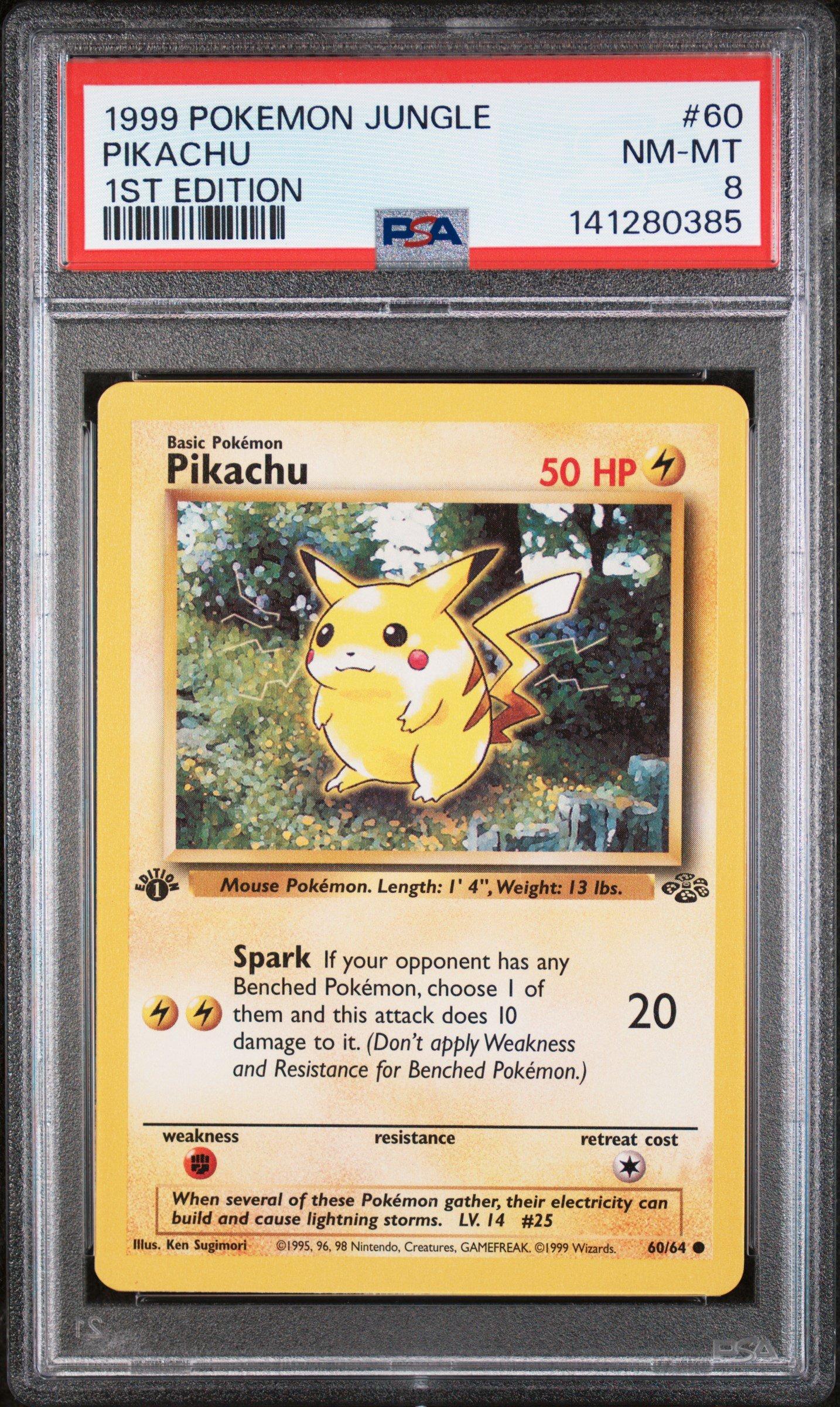 1999 Pokemon Jungle 60 Pikachu 1st Edition PSA 8 Graded Card