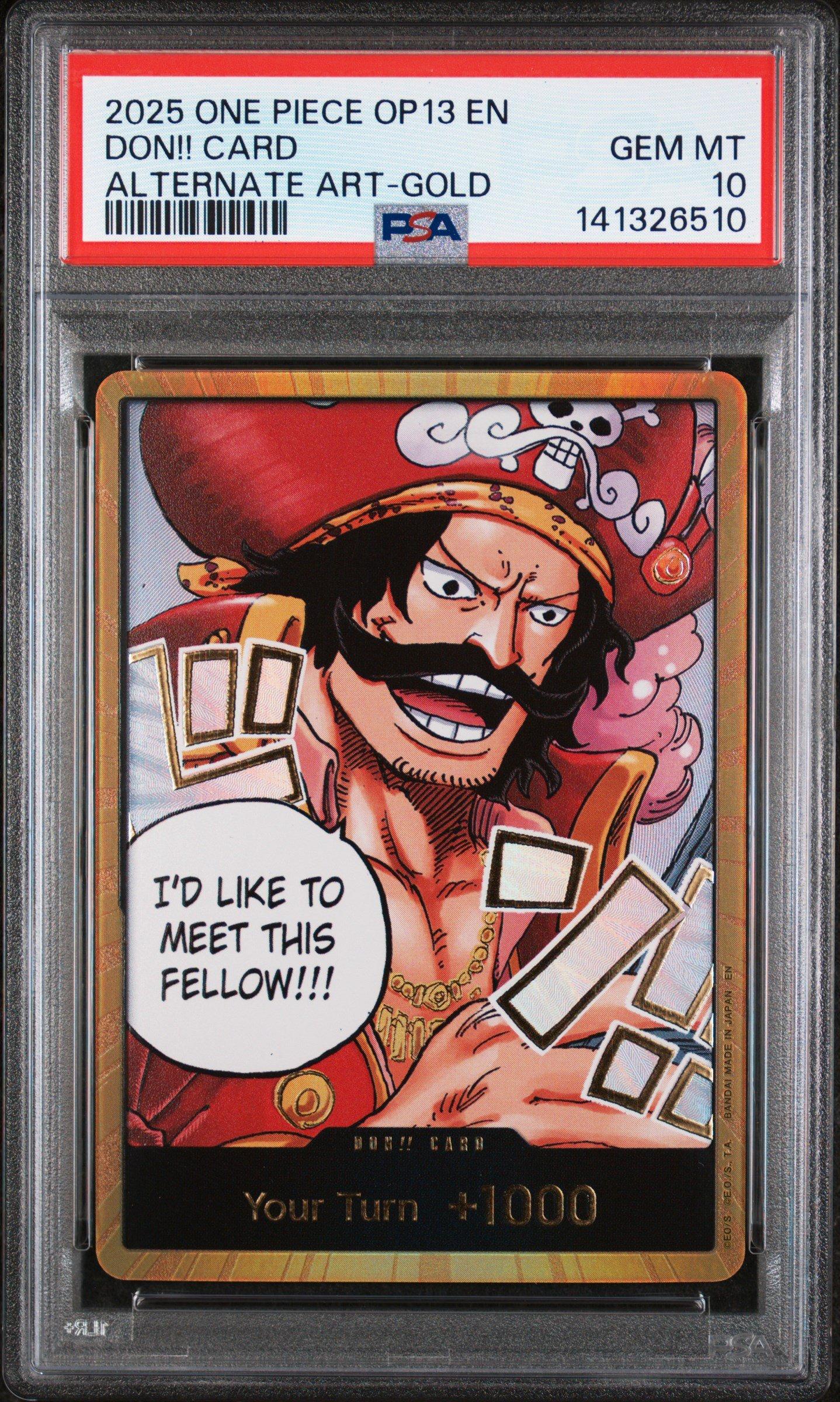 2025 One Piece Op13-carrying On His Will Don!! Card Alternate Art-gold PSA 10