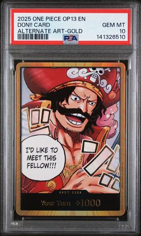 2025 ワンピース DON!! CARD SP-GOLD psa10 2025 One Piece Op13-carrying On His Will Don!! Card Alternate Art