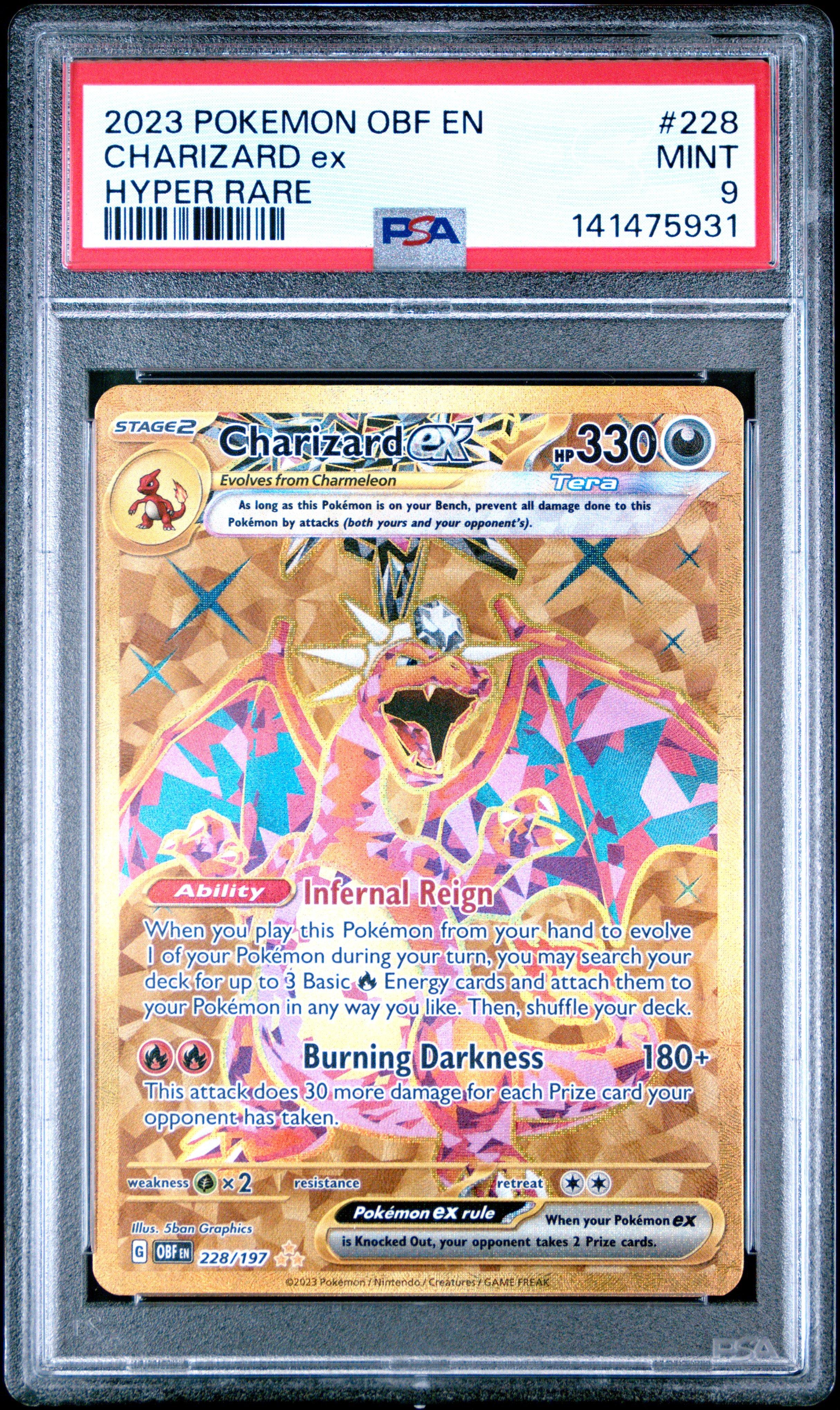 hyper rare charizard pokémon card 2023 Pokemon Obf En-obsidian Flames 228 Charizard Ex Hyper Rare PSA 9
