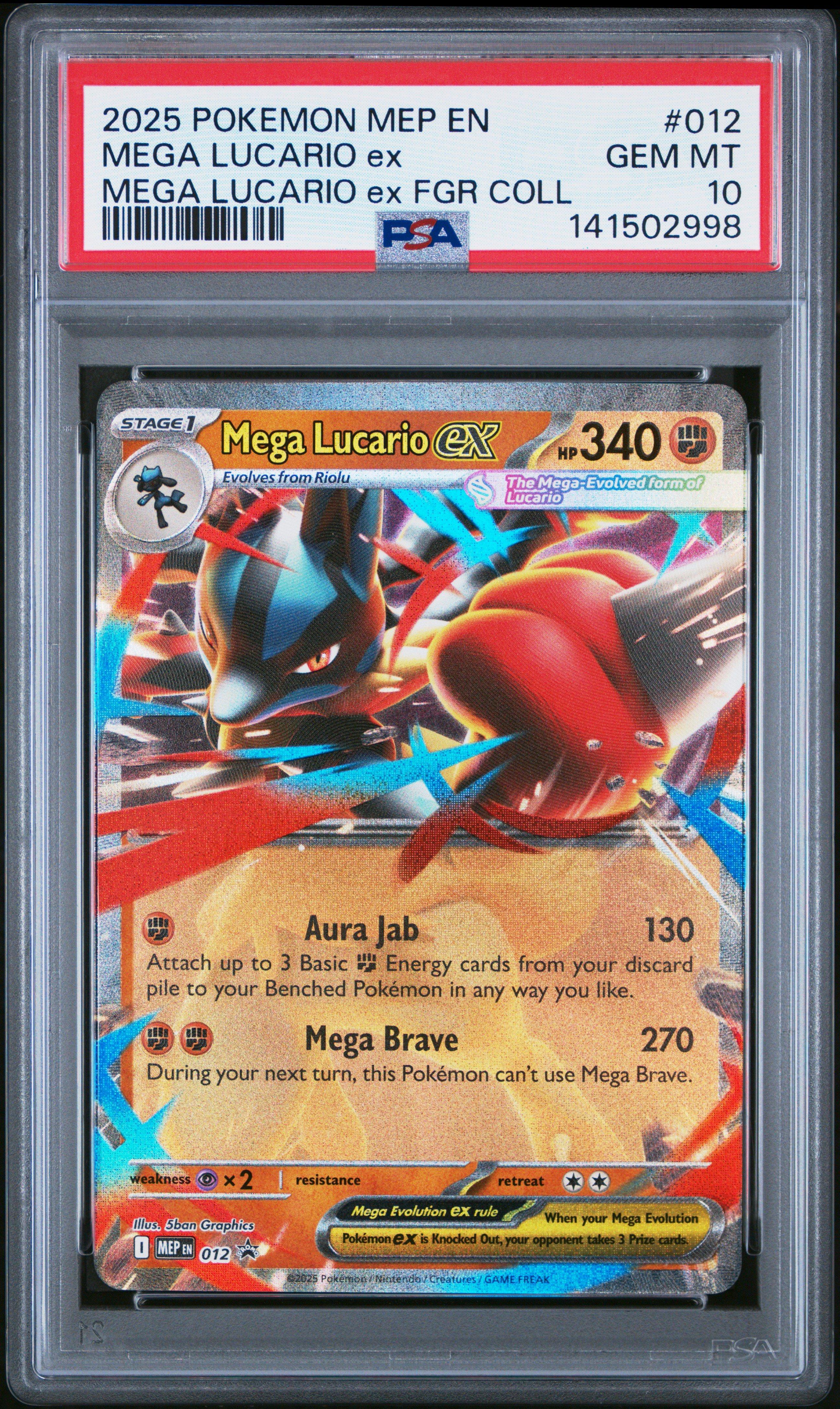 2025 Pokemon Mep En-me Black Star Promo 012 Mega Lucario Ex Mega Lucario Ex Figure Collection PSA 10