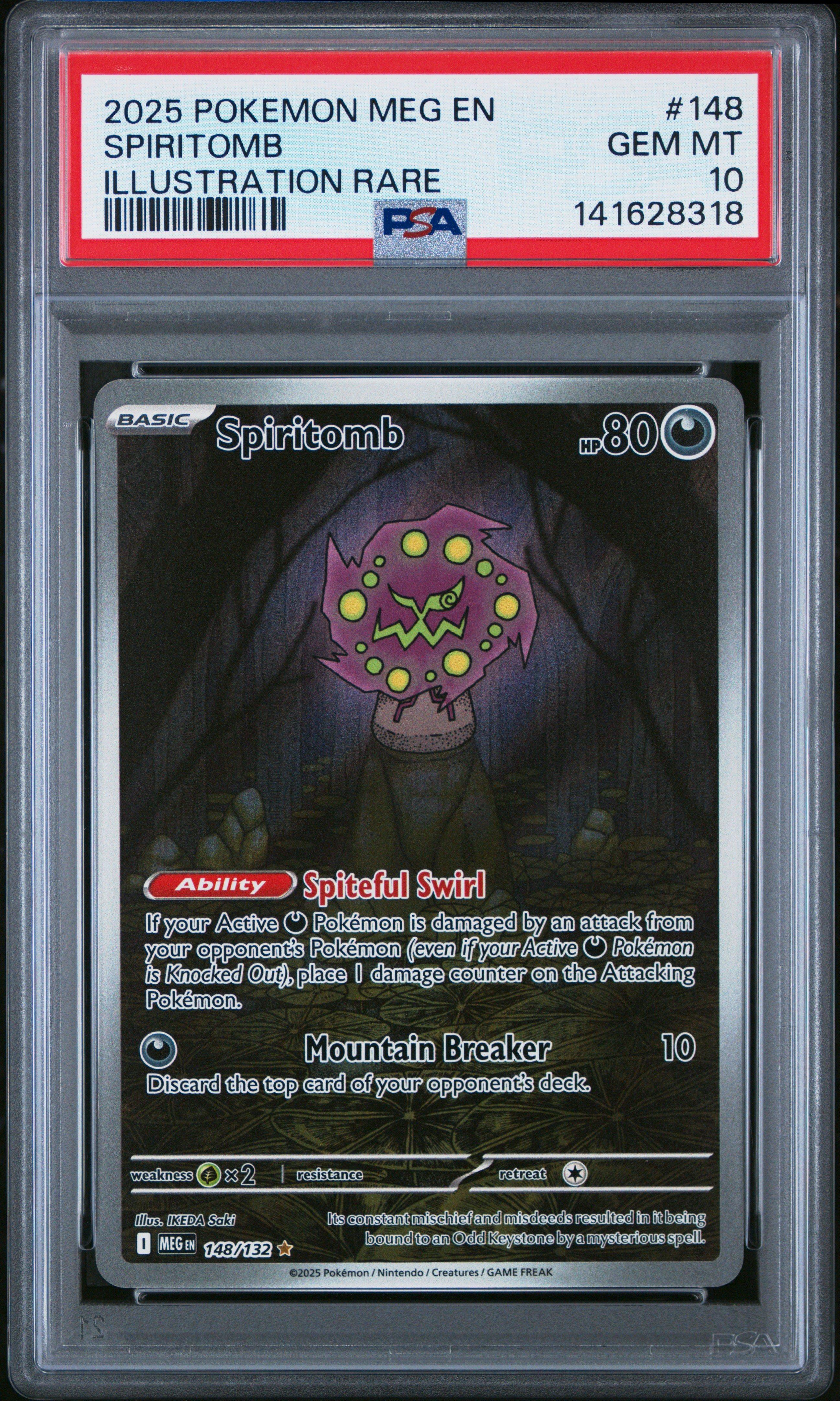 2025 Pokemon Meg En-mega Evolution 148 Spiritomb Illustration Rare PSA 10  Graded Card | GameStop