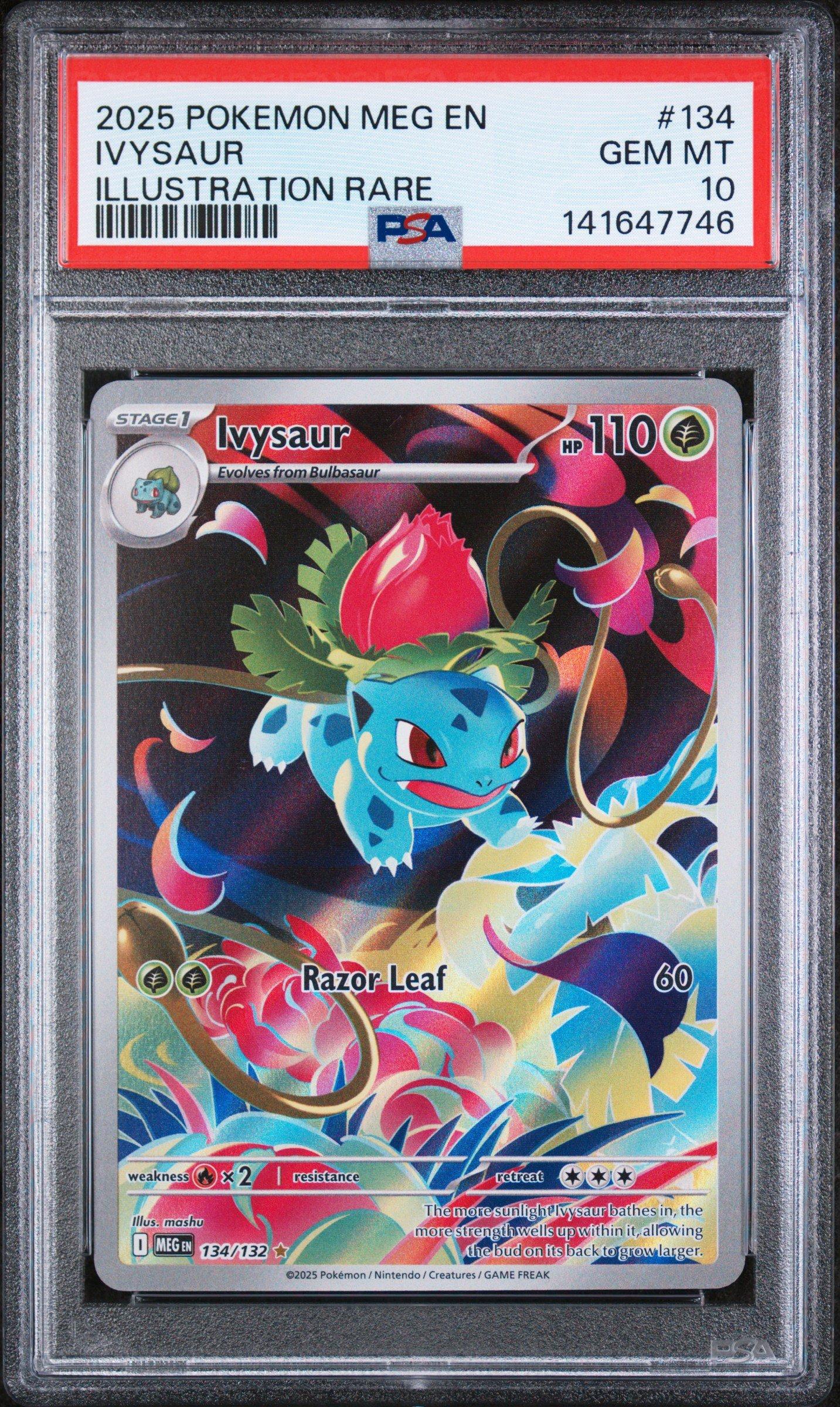2025 Pokemon Meg En-Mega Evolution 134 Ivysaur Illustration Rare PSA 10