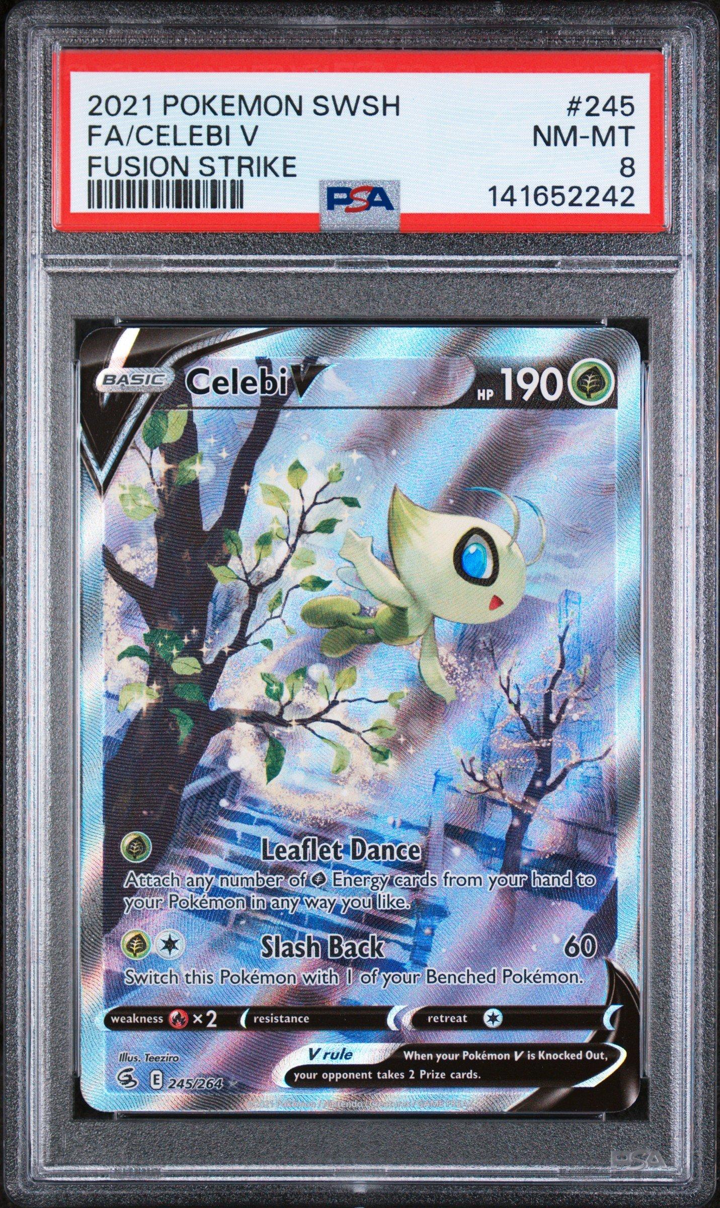 celebi pokemon cards V 2021 Fusion Strike Ultra Rare #245 PSA Authenticated 10 Card Grass Grass Find a Friend Search your deck for up to 2 Pokmon Celebi  | Lost Thunder