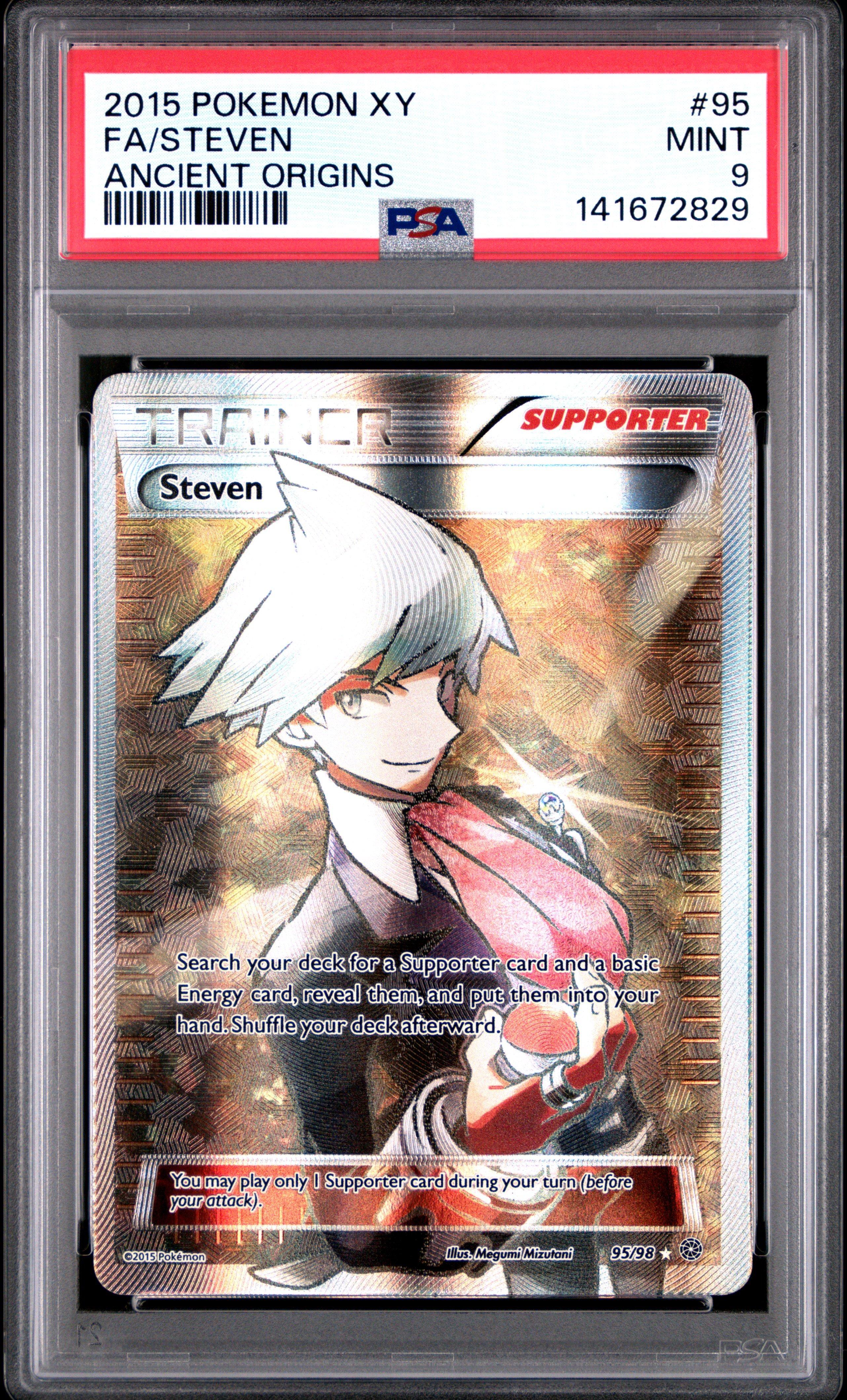 2015 Pokemon Xy Ancient Origins 95 Full Art/steven PSA 9 Graded