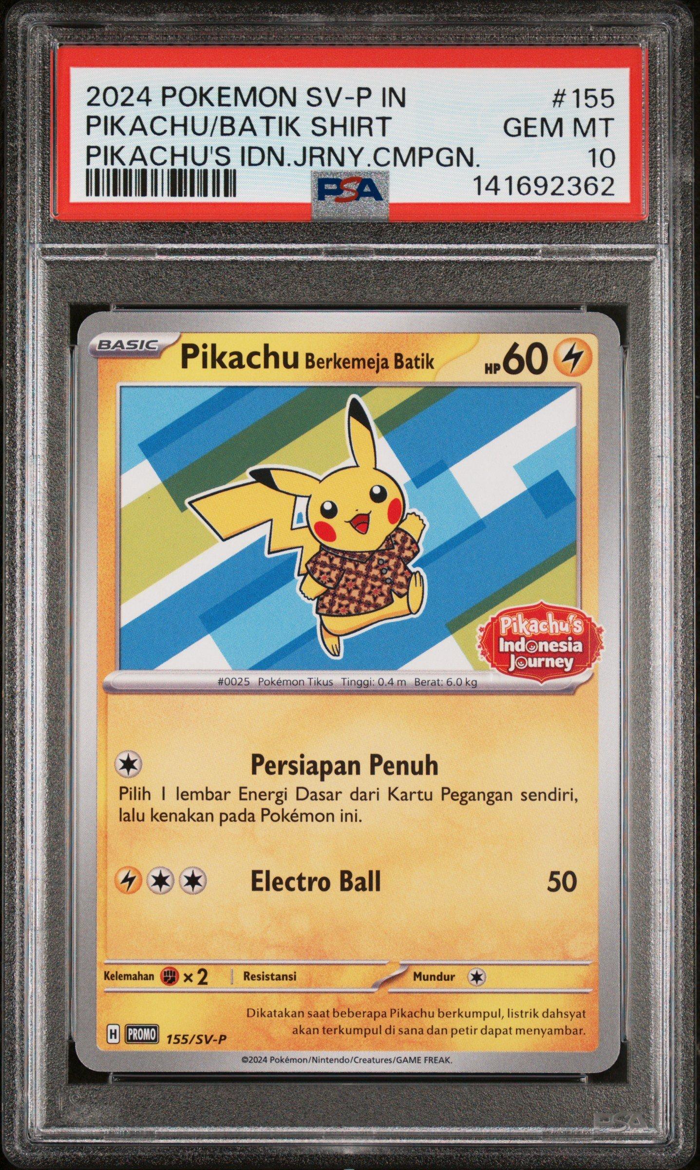 2024 Pokemon Indonesian Sv-p Promo 155 Pikachu In Batik Shirt