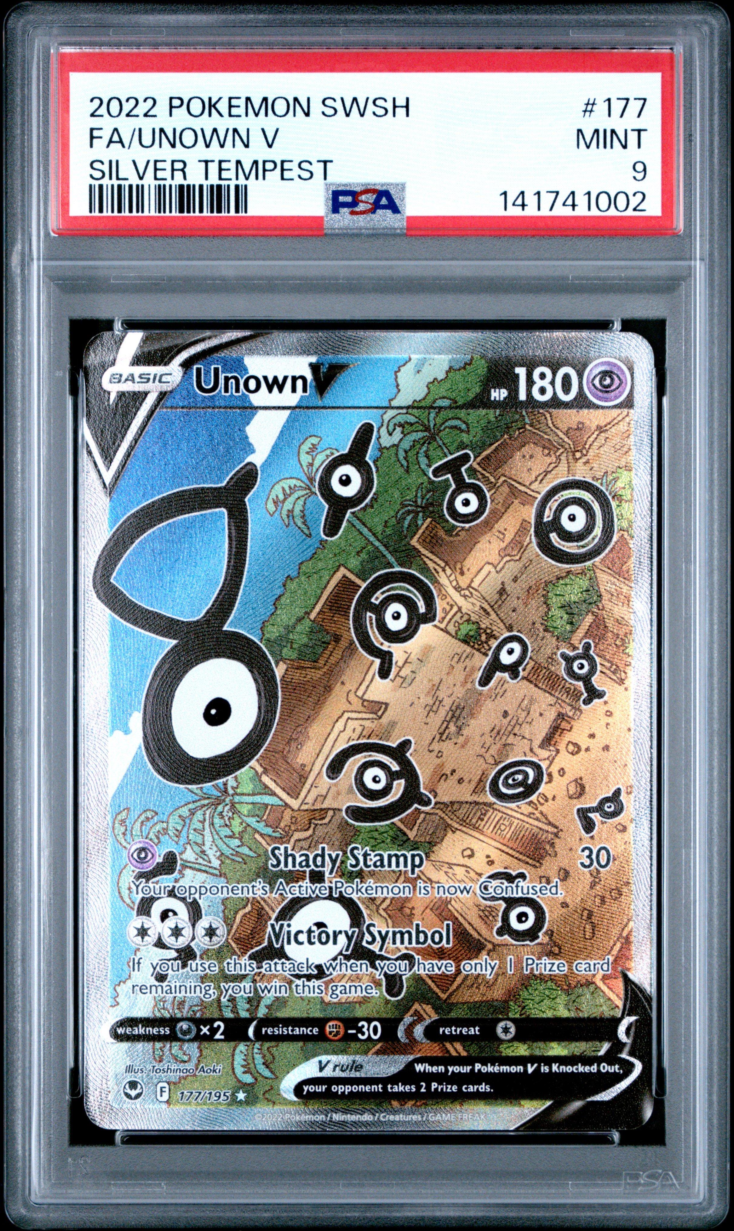 2022 Pokemon Sword & Shield Silver Tempest 177 Full Art/unown V PSA 9  Graded Card | GameStop
