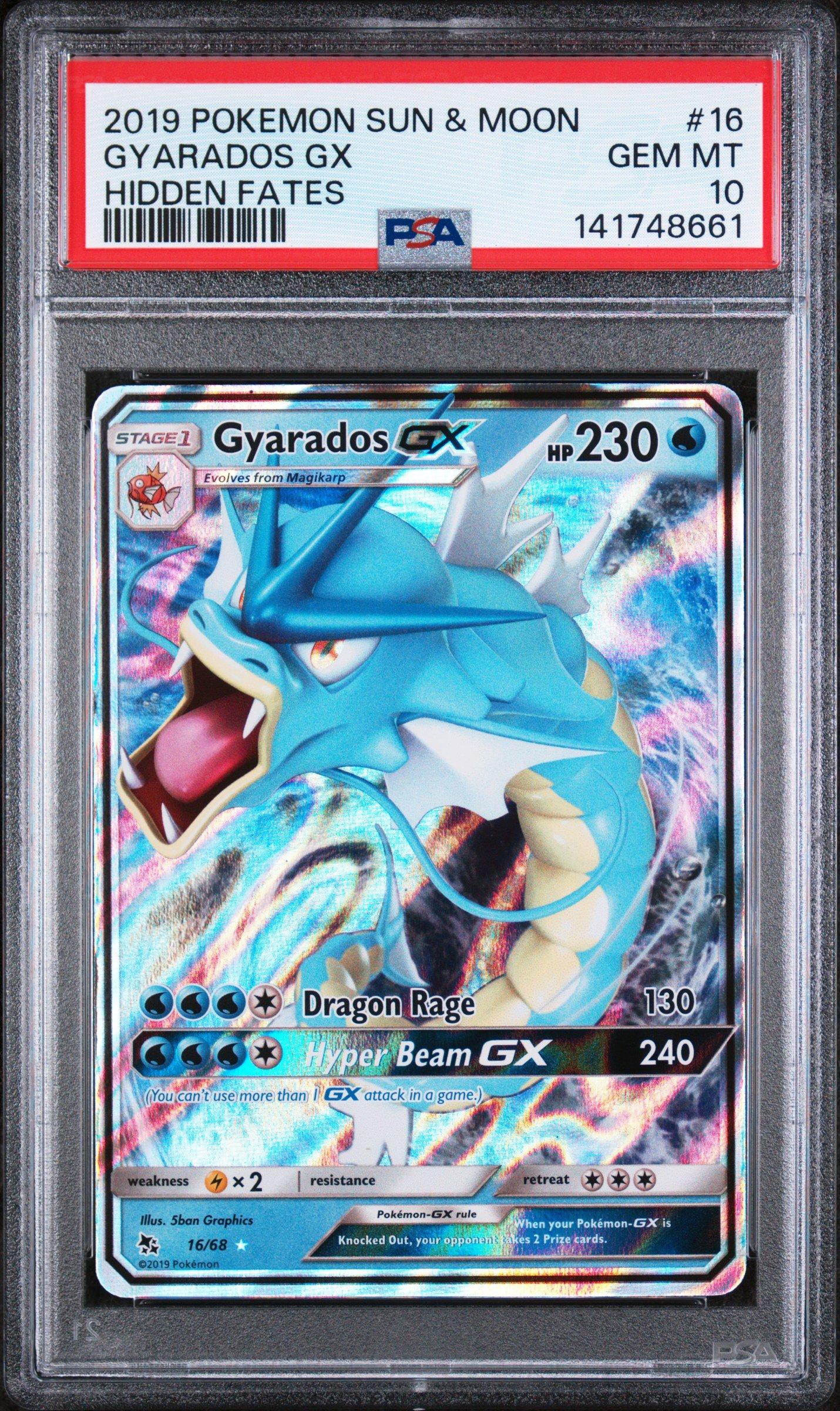 2019 Pokemon Sun & Moon Hidden Fates 16 Gyarados Gx PSA 10 Graded